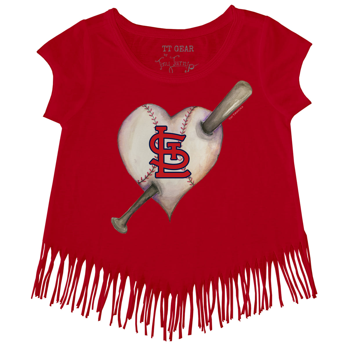 St. Louis Cardinals Heart Bat Fringe Tee