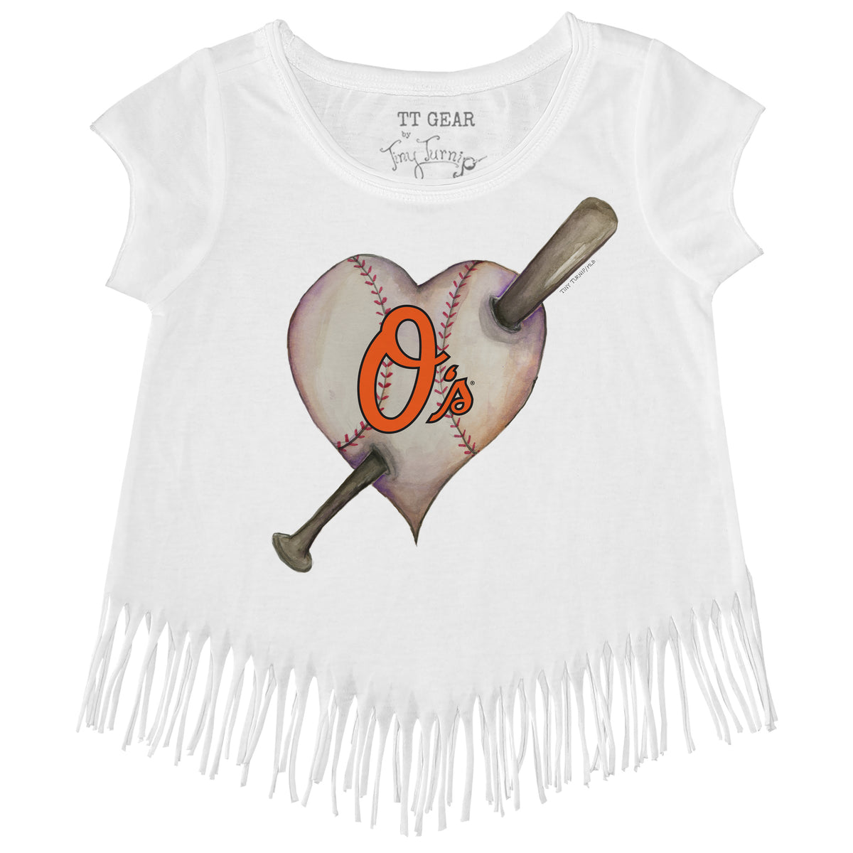Baltimore Orioles Heart Bat Fringe Tee
