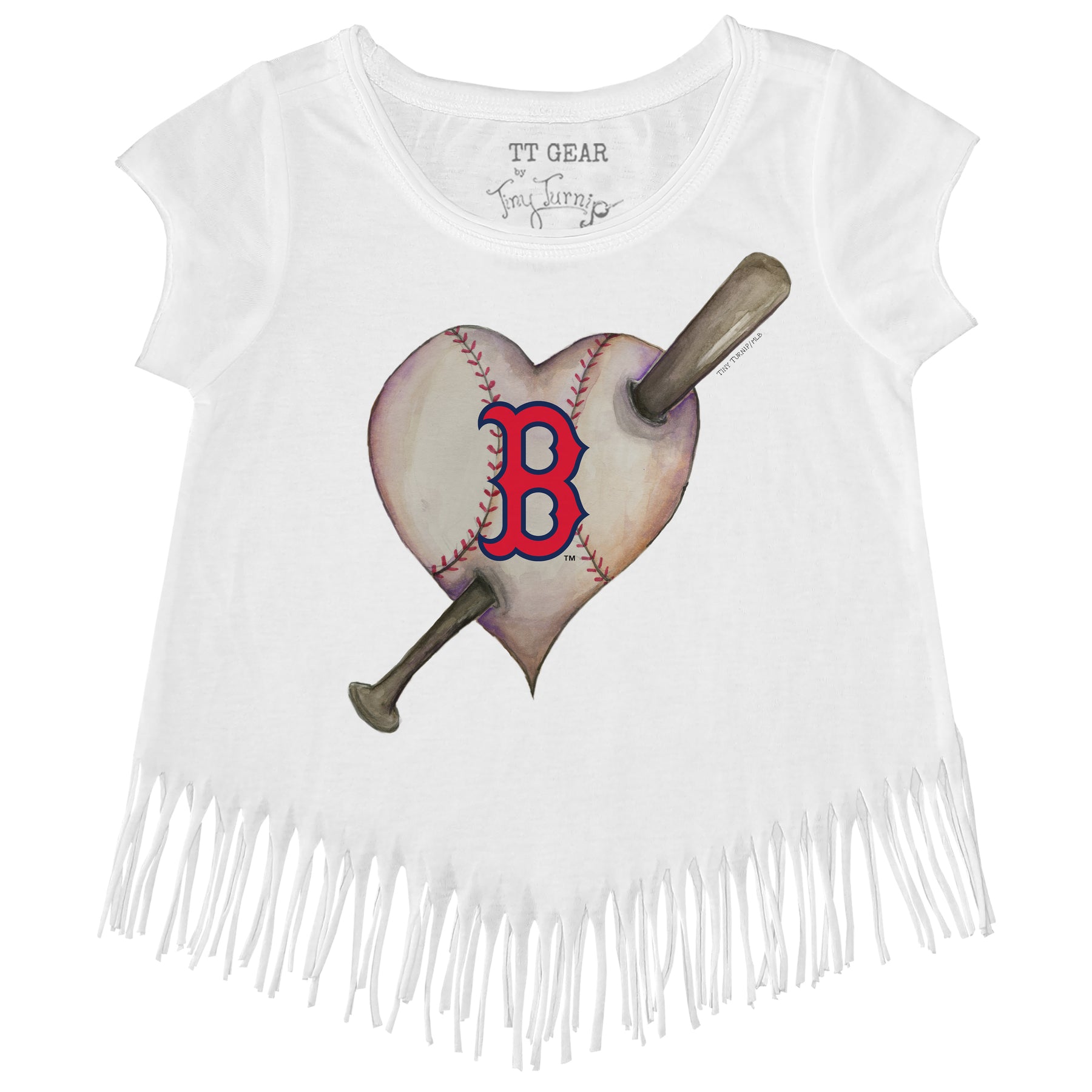 Boston Red Sox Heart Bat Fringe Tee