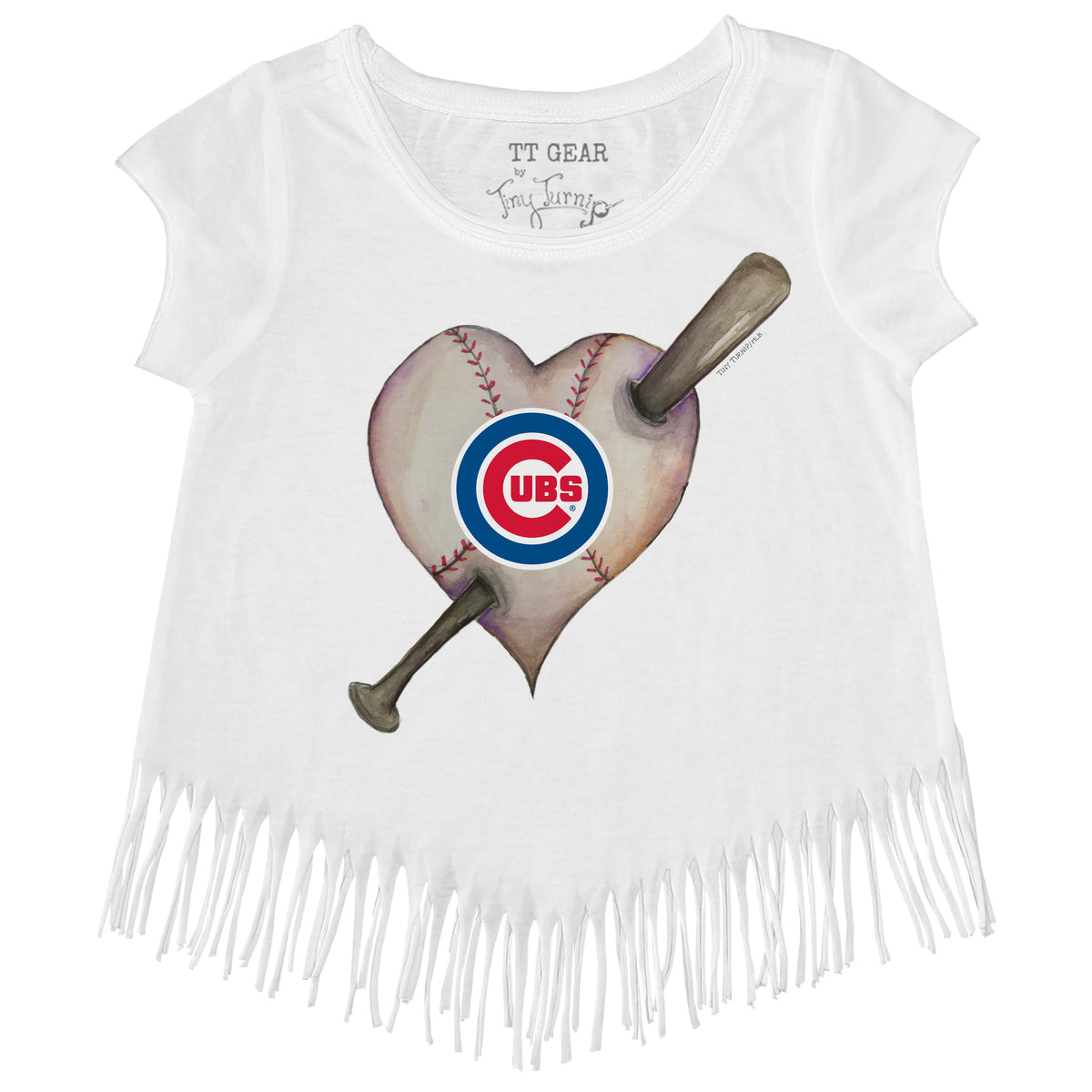 Chicago Cubs Heart Bat Fringe Tee