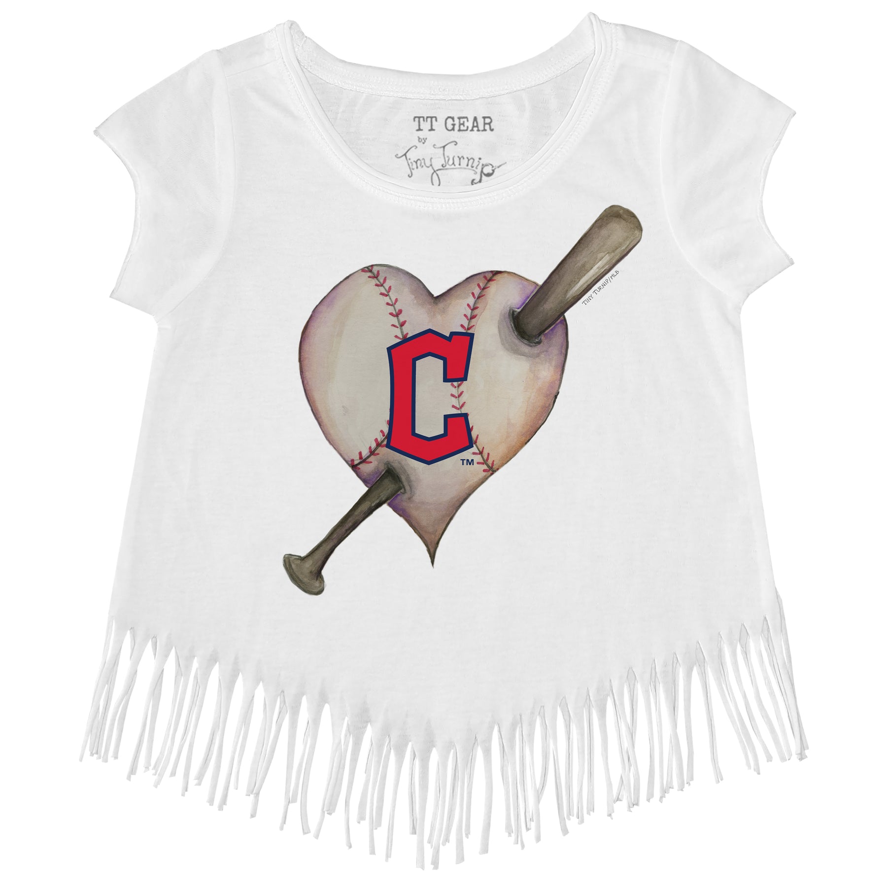 Cleveland Guardians Heart Bat Fringe Tee