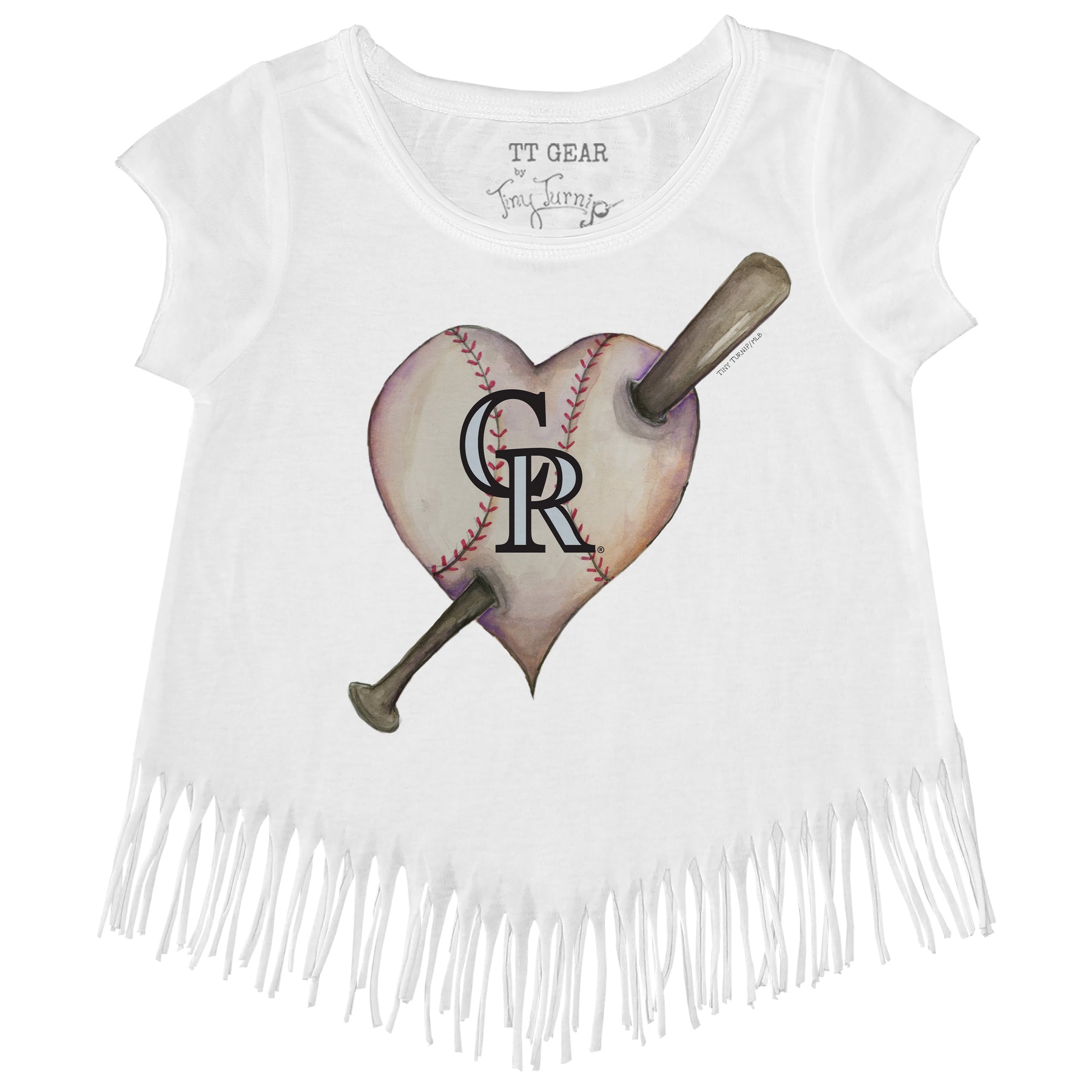 Colorado Rockies Heart Bat Fringe Tee