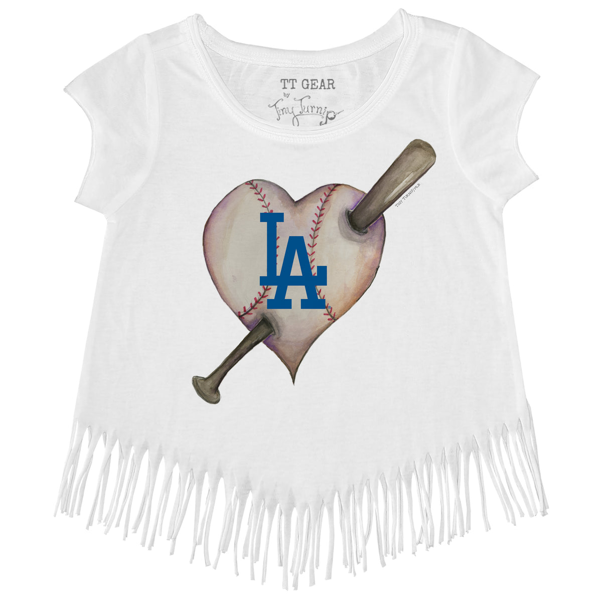 Los Angeles Dodgers Heart Bat Fringe Tee