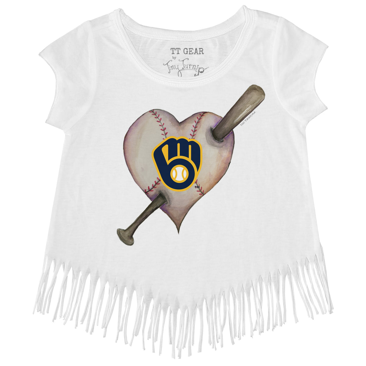 Milwaukee Brewers Heart Bat Fringe Tee