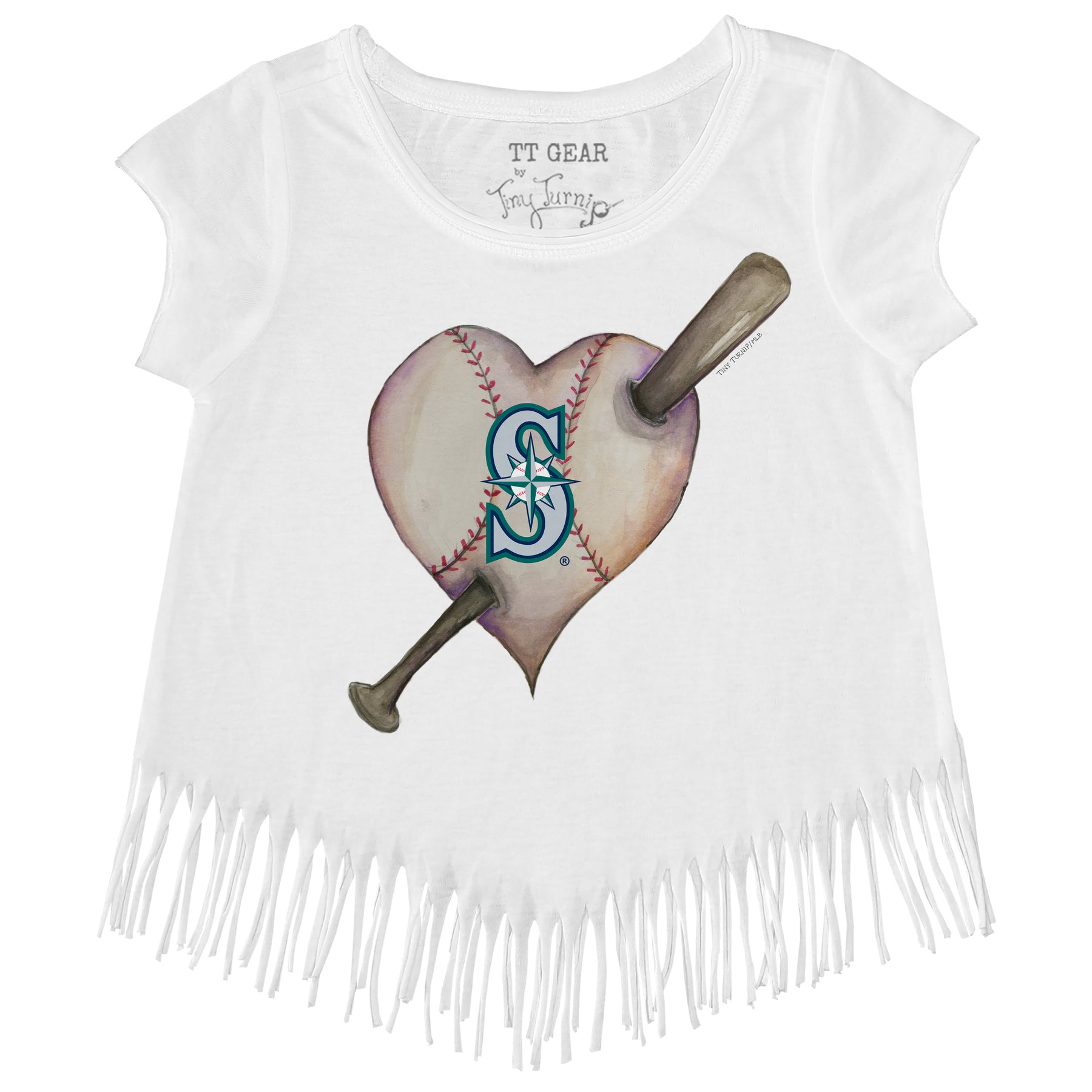Seattle Mariners Heart Bat Fringe Tee
