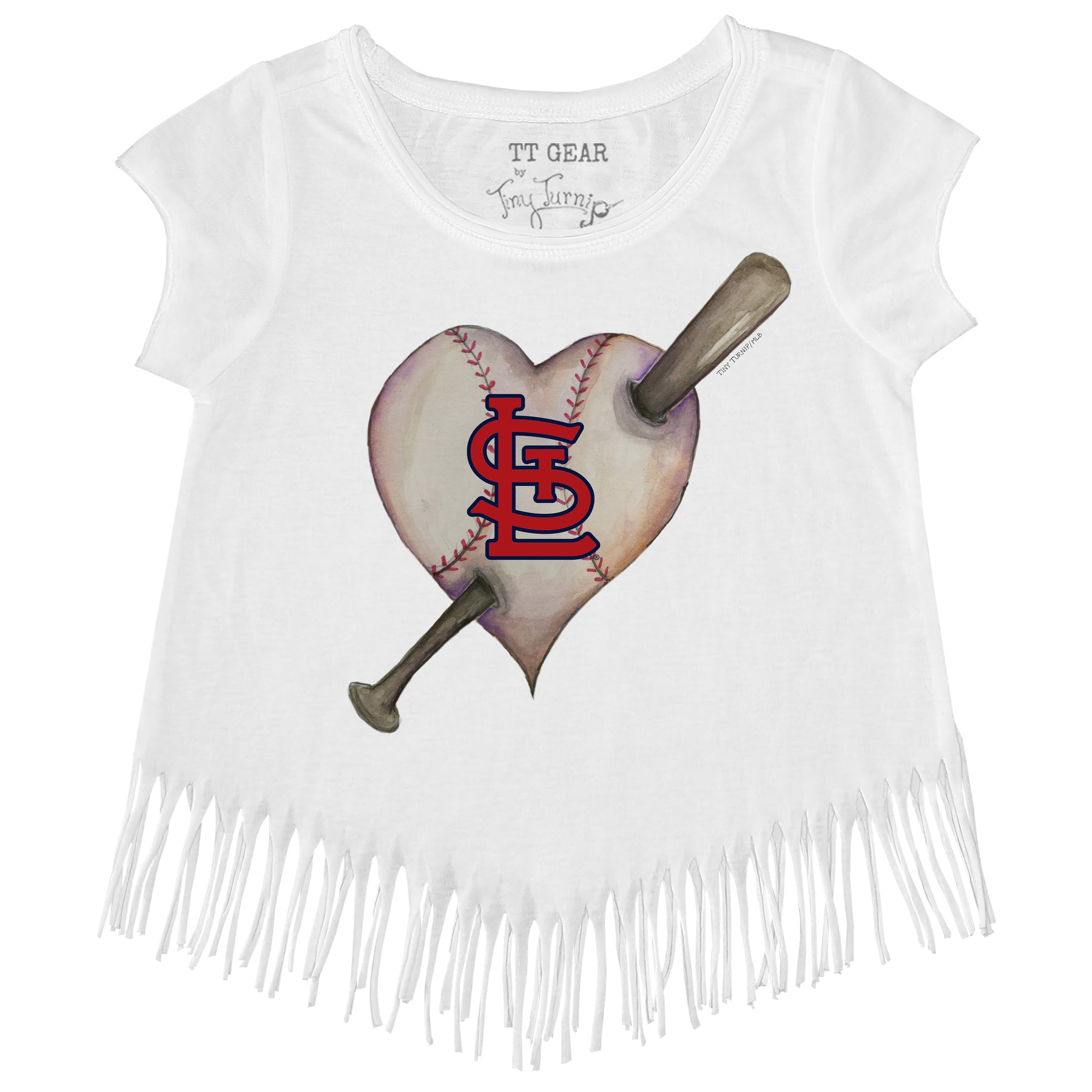 St. Louis Cardinals Heart Bat Fringe Tee