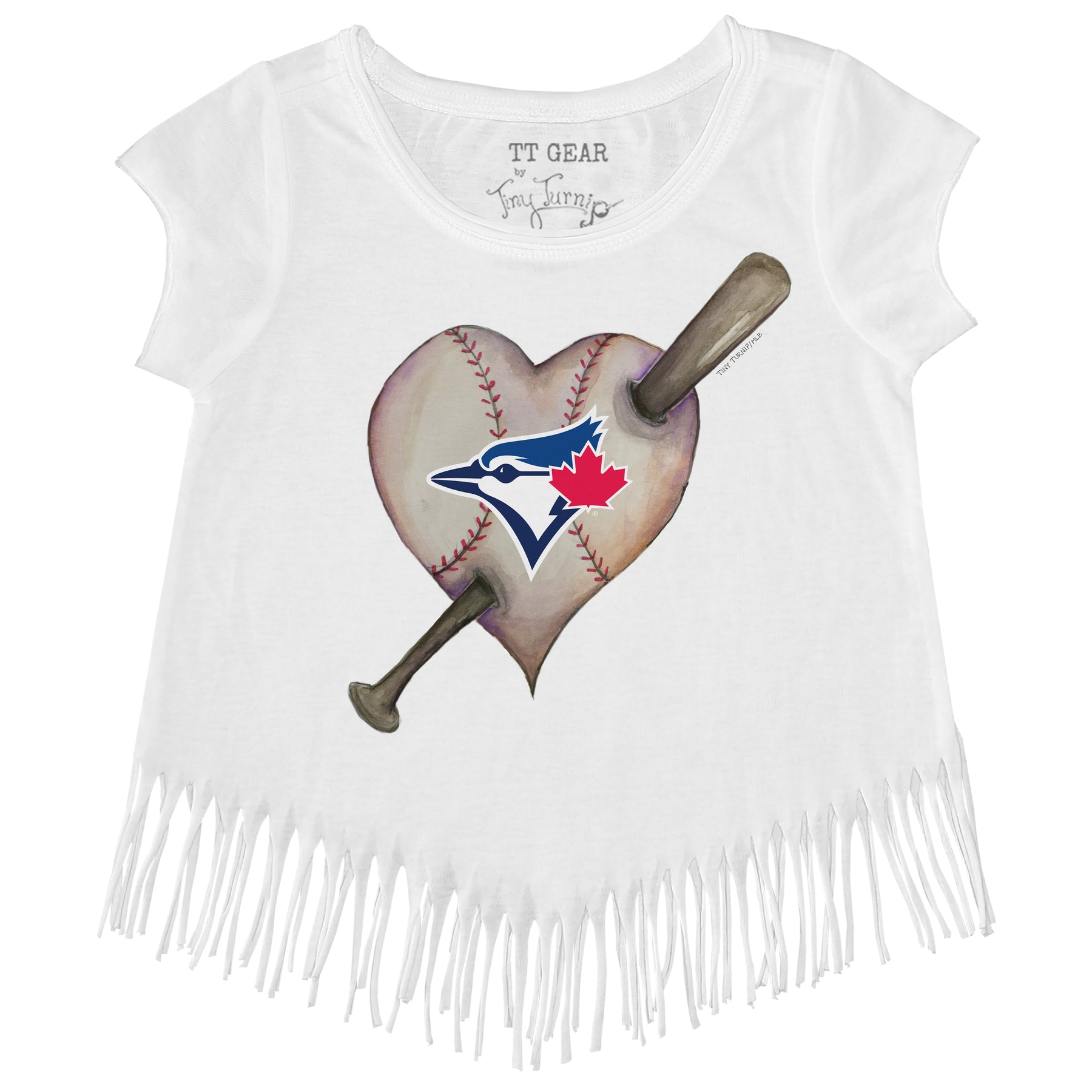 Toronto Blue Jays Heart Bat Fringe Tee