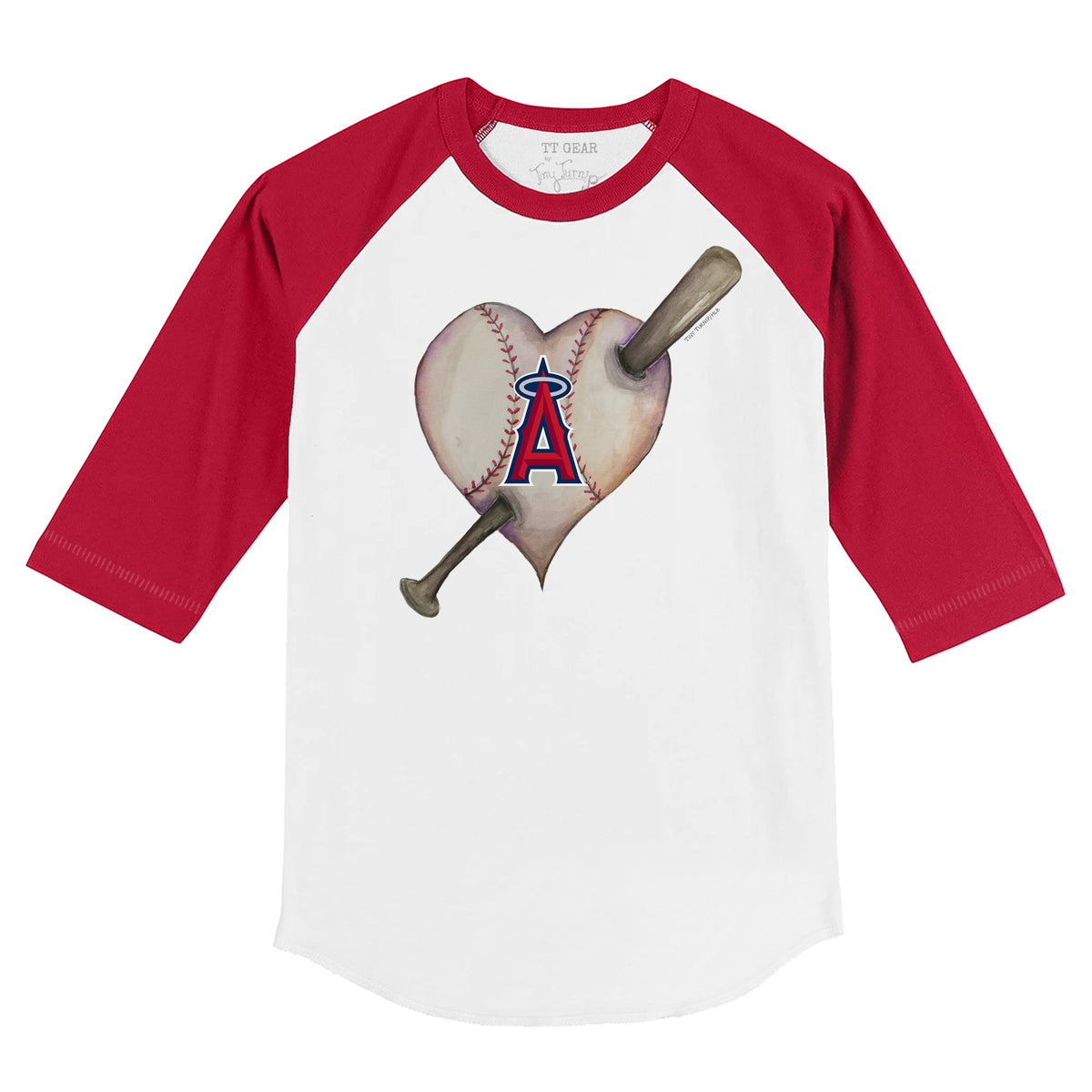 Los Angeles Angels Heart Bat 3/4 Red Sleeve Raglan