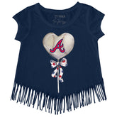 Atlanta Braves Heart Lolly Fringe Tee