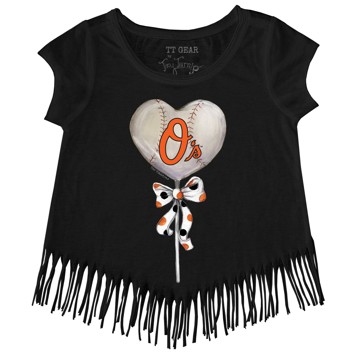Baltimore Orioles Heart Lolly Fringe Tee
