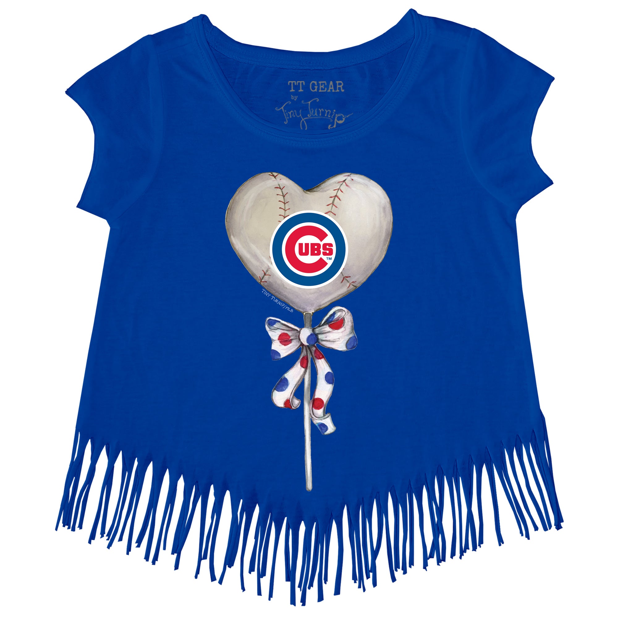 Toddler Tiny Turnip White/Royal Chicago Cubs Heart Bat 3/4-Sleeve Raglan T-Shirt Size: 2T