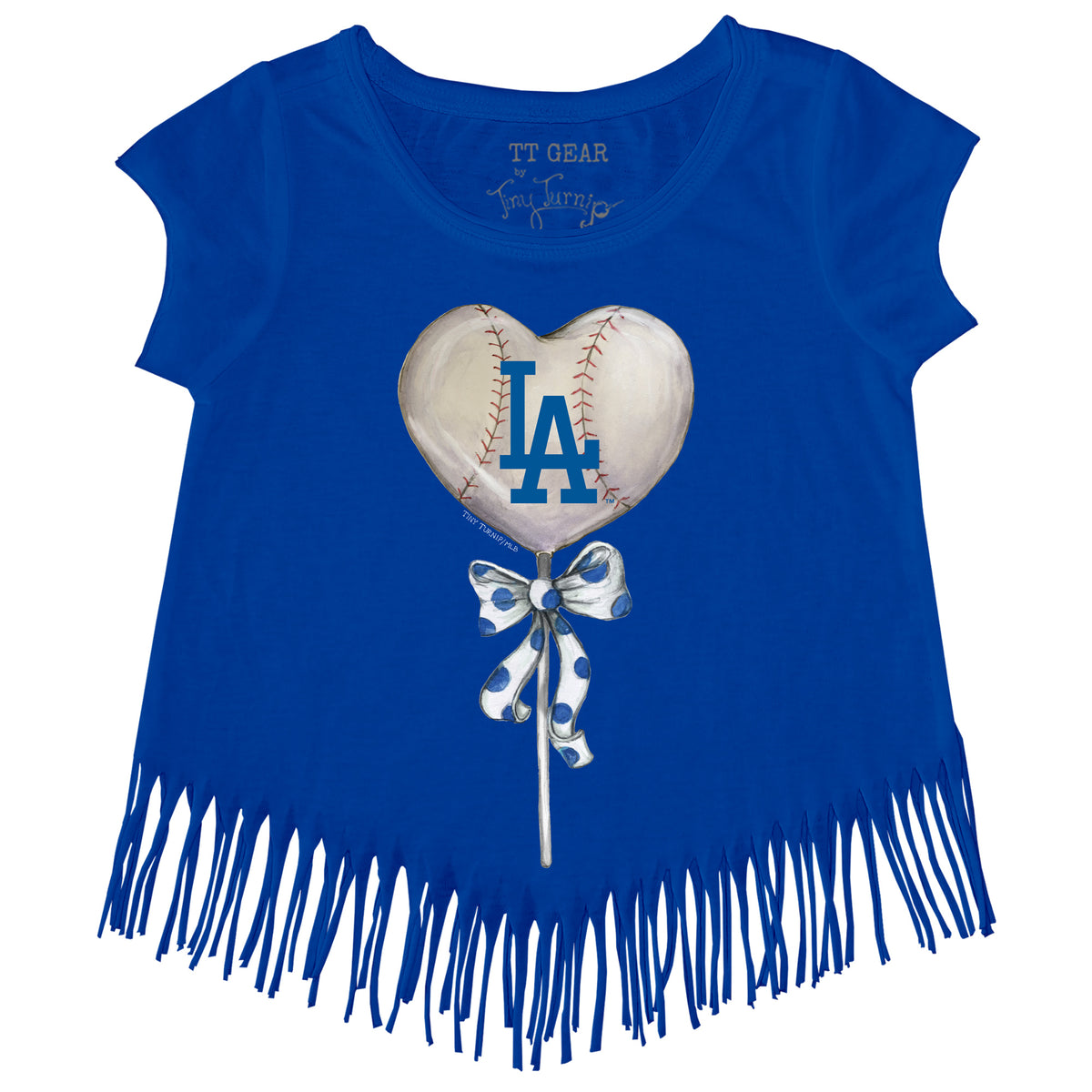 Los Angeles Dodgers Heart Lolly Fringe Tee