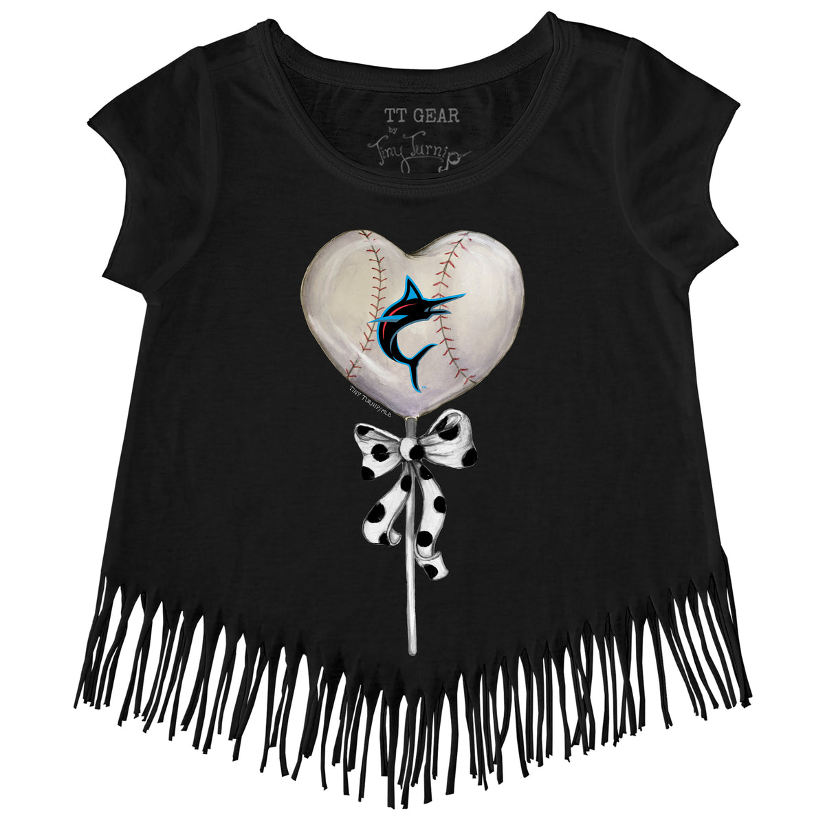 Miami Marlins Heart Lolly Fringe Tee