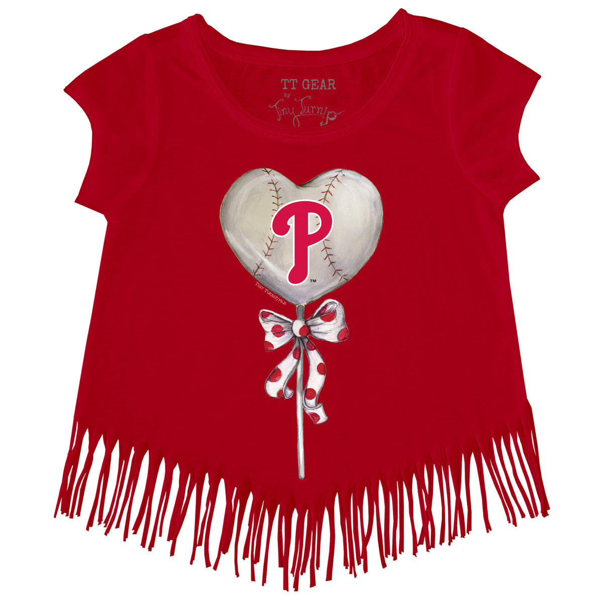 Philadelphia Phillies Heart Lolly Fringe Tee