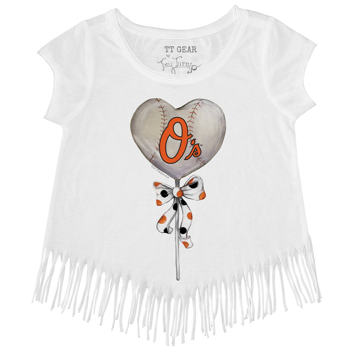 Baltimore Orioles Heart Lolly Fringe Tee