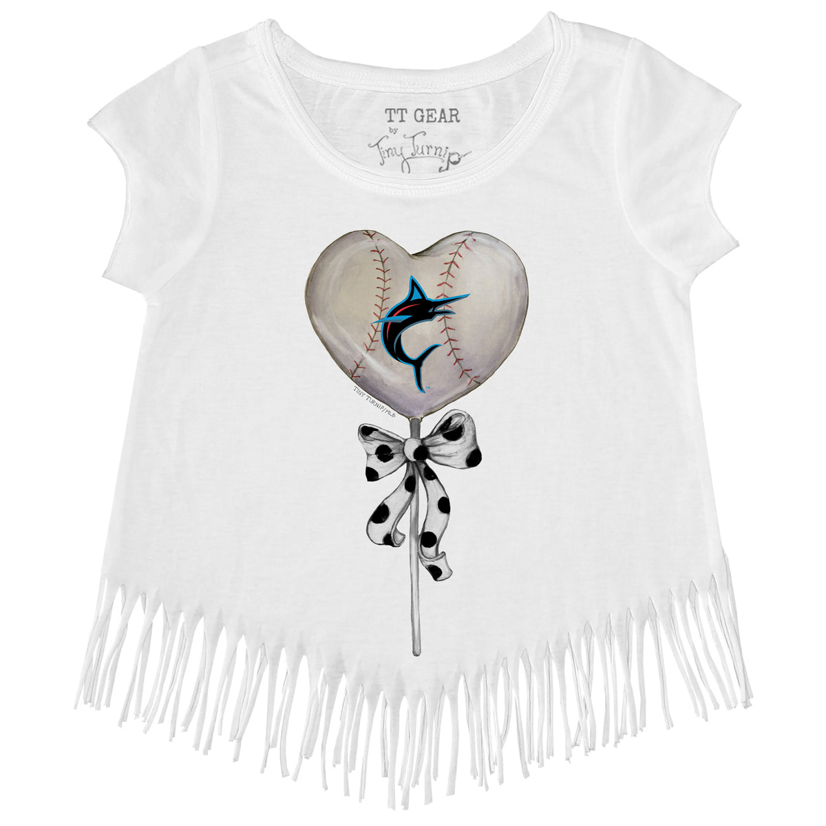 Miami Marlins Heart Lolly Fringe Tee