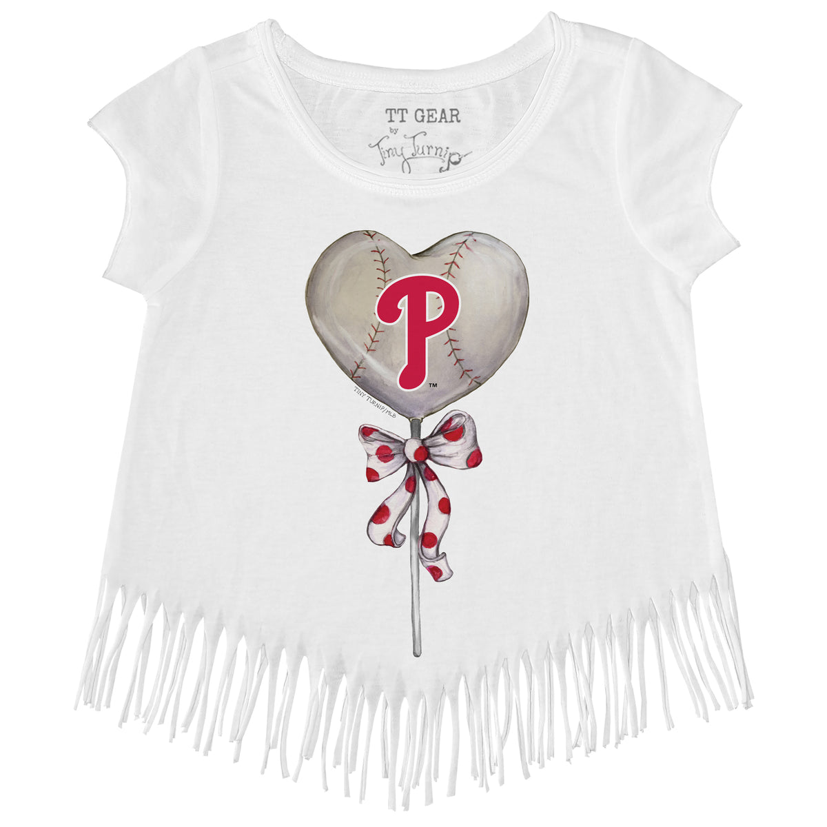 Philadelphia Phillies Heart Lolly Fringe Tee