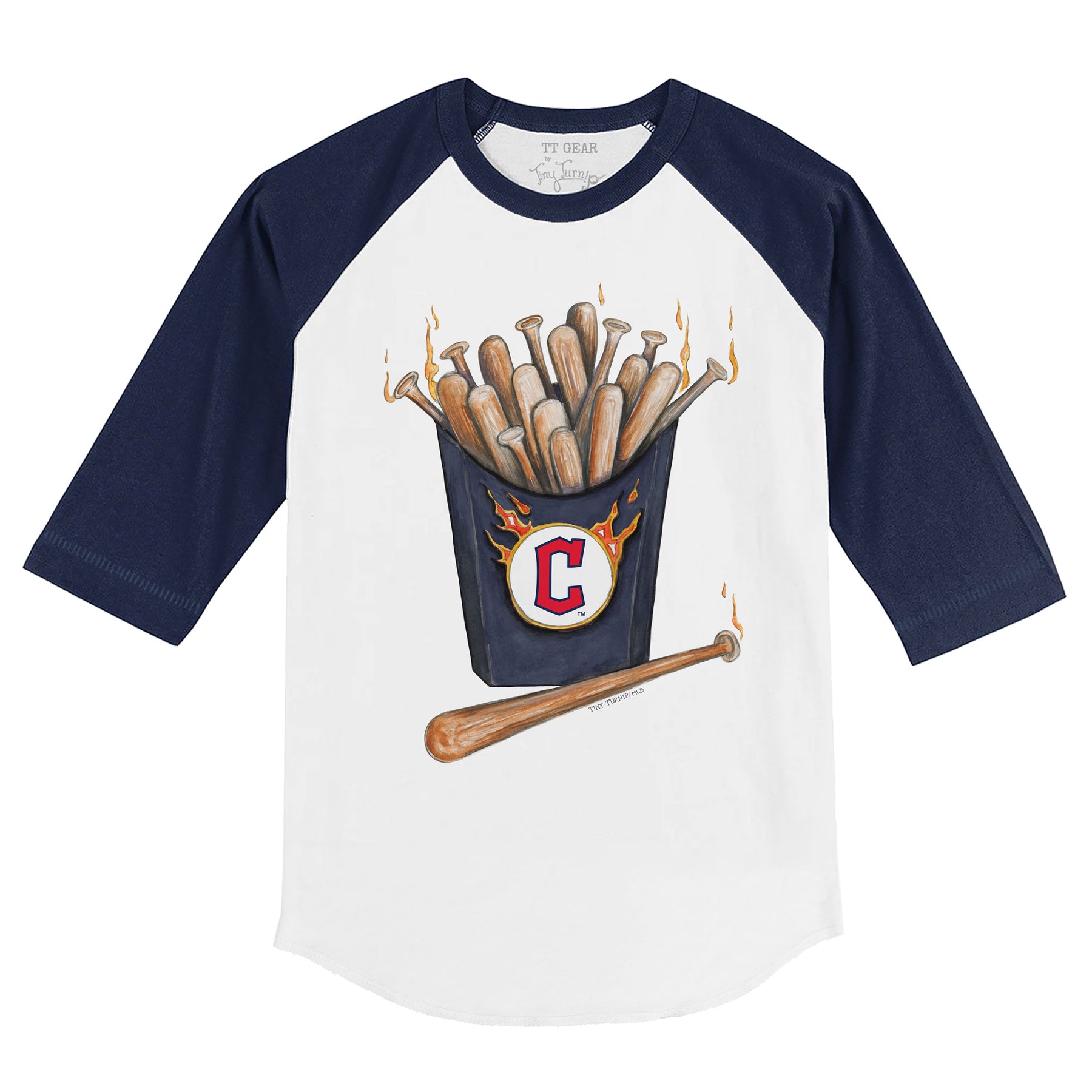 Cleveland Guardians Hot Bats 3/4 Navy Blue Sleeve Raglan