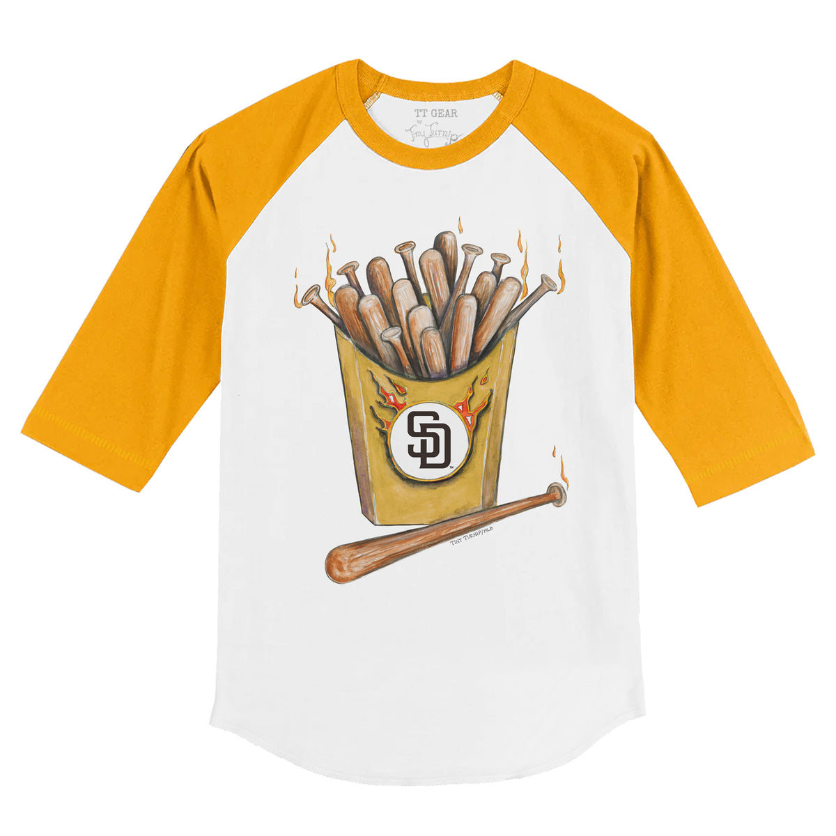San Diego Padres Hot Bats 3/4 Gold Sleeve Raglan