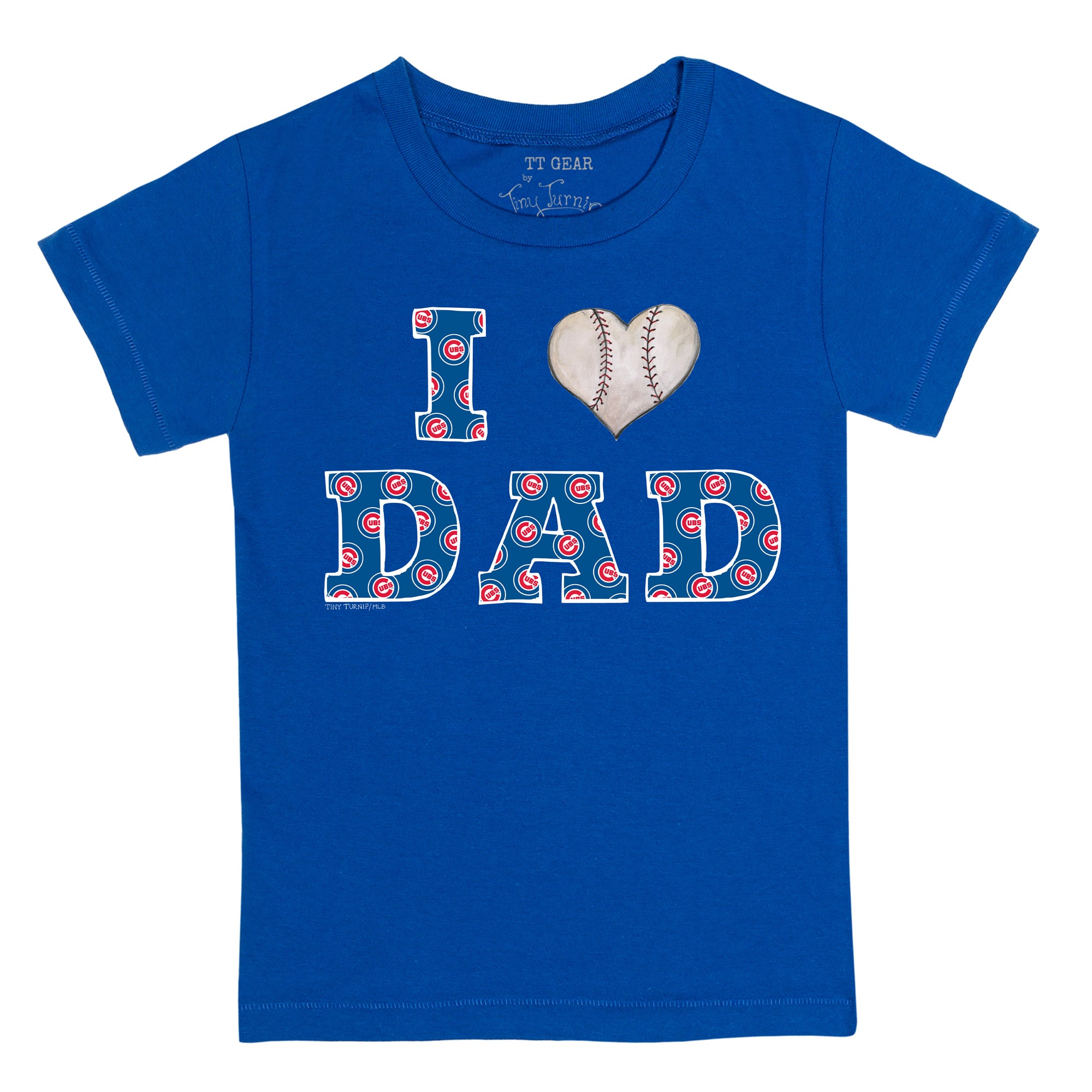 Youth Tiny Turnip White/Black Chicago Cubs I Love Dad 3/4-Sleeve Raglan T-Shirt Size: Small