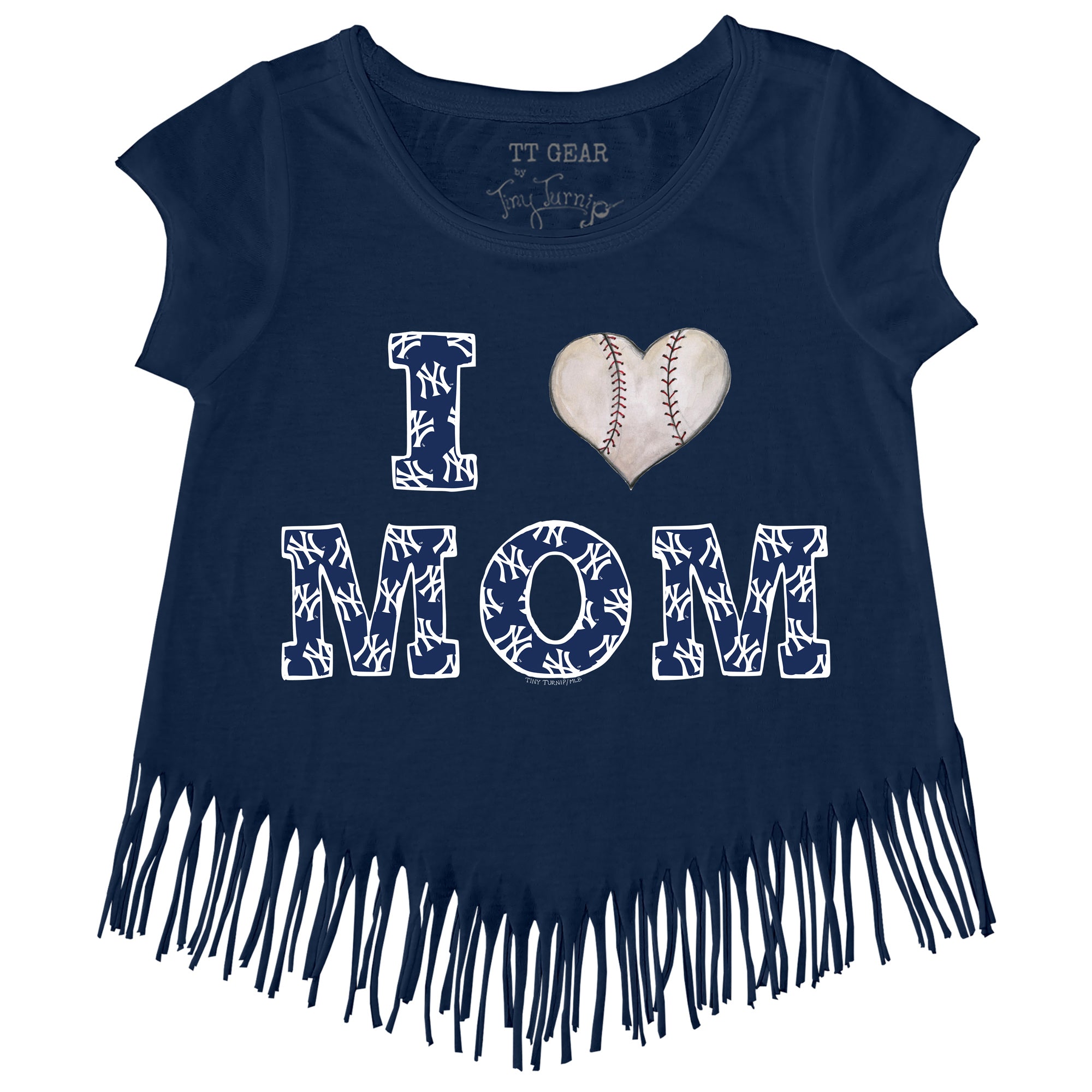 Infant Tiny Turnip Navy New York Yankees I Love Mom Bodysuit