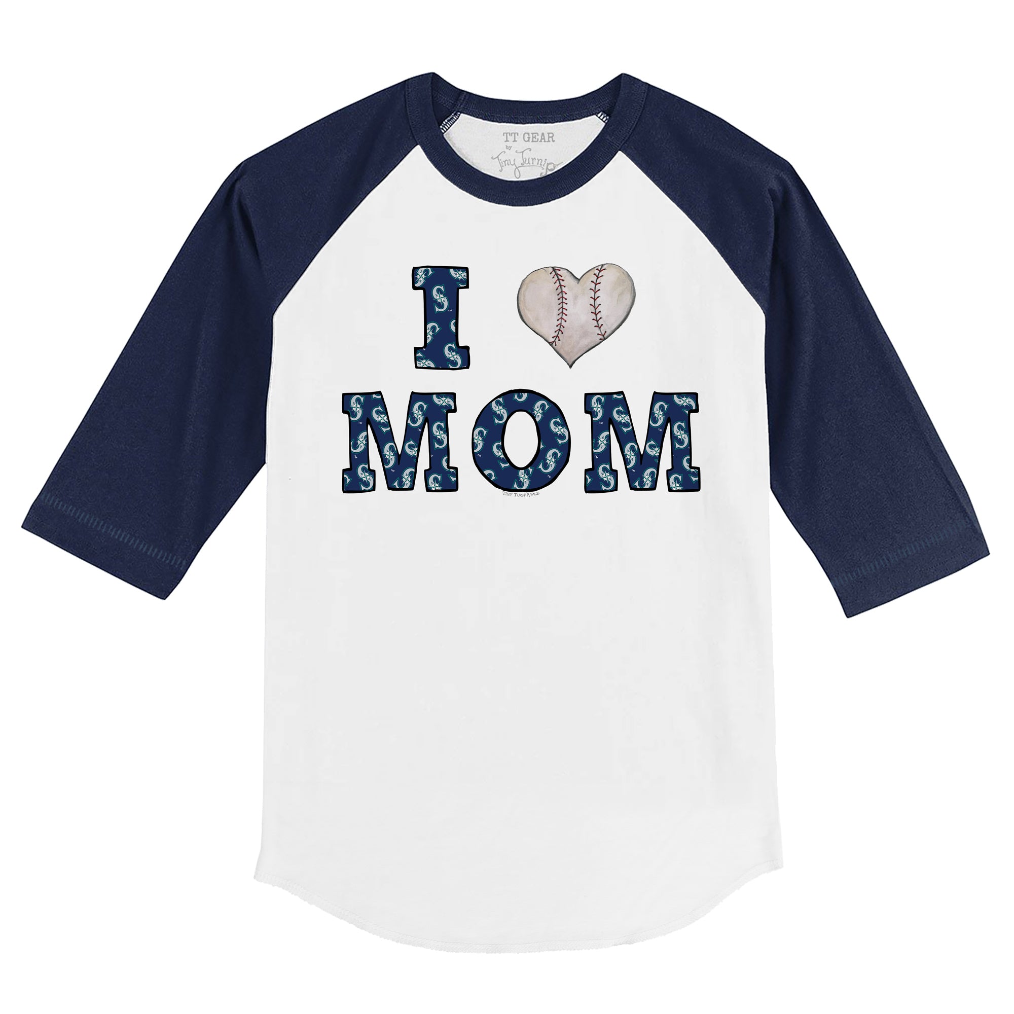 Lids Seattle Mariners Tiny Turnip Infant I Love Dad 3/4-Sleeve Raglan  T-Shirt - White/Black