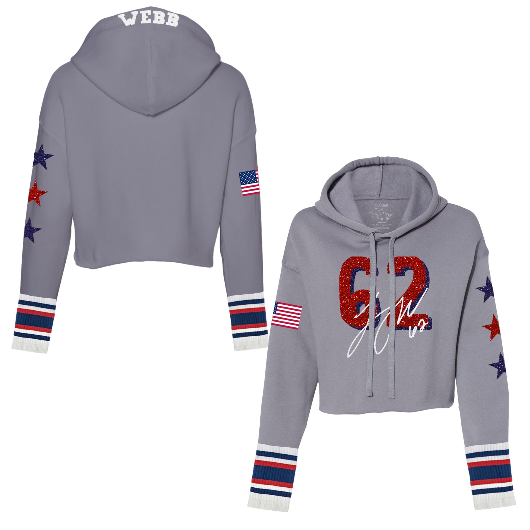 VIP International Baseball Tournament Name & Number Vinyl Cropped Emily Hoodie w/ Cuffs