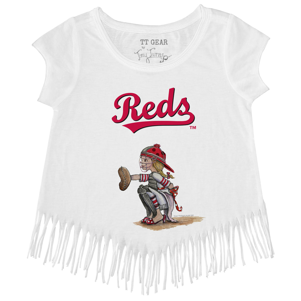 Cincinnati Reds Kate the Catcher Fringe Tee