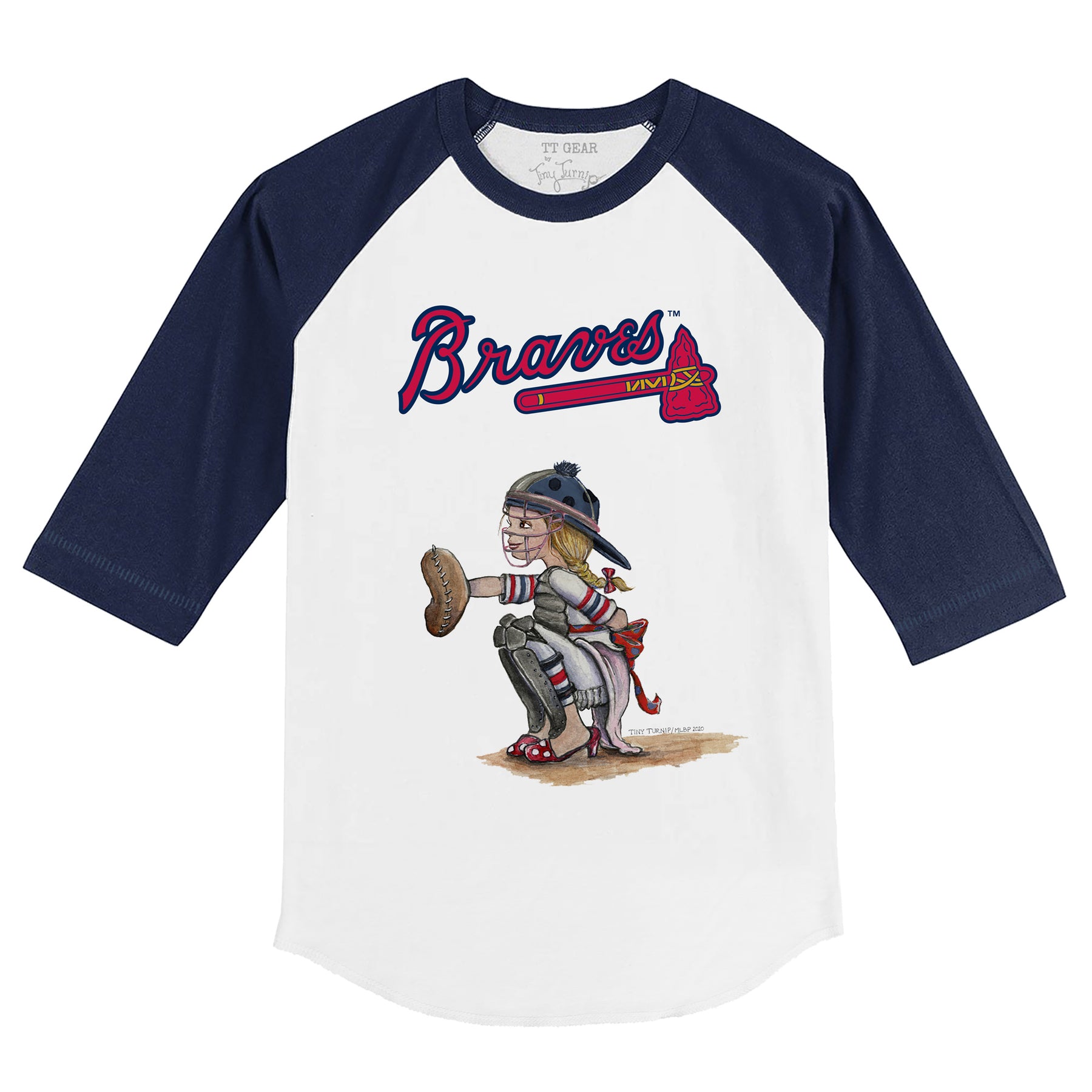 Atlanta Braves Kate the Catcher 3/4 Navy Blue Sleeve Raglan