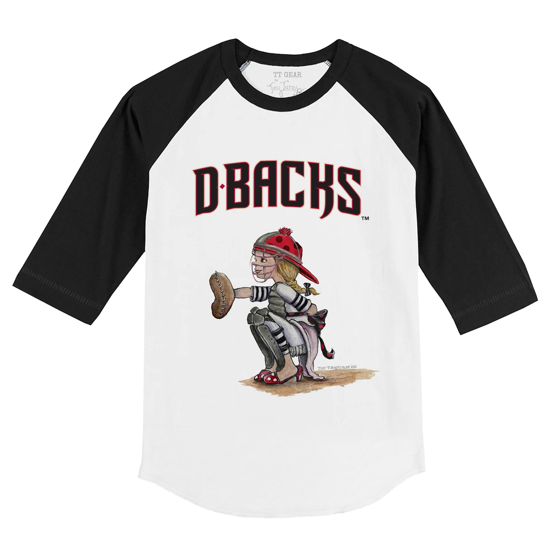 Arizona Diamondbacks Kate the Catcher 3/4 Black Sleeve Raglan