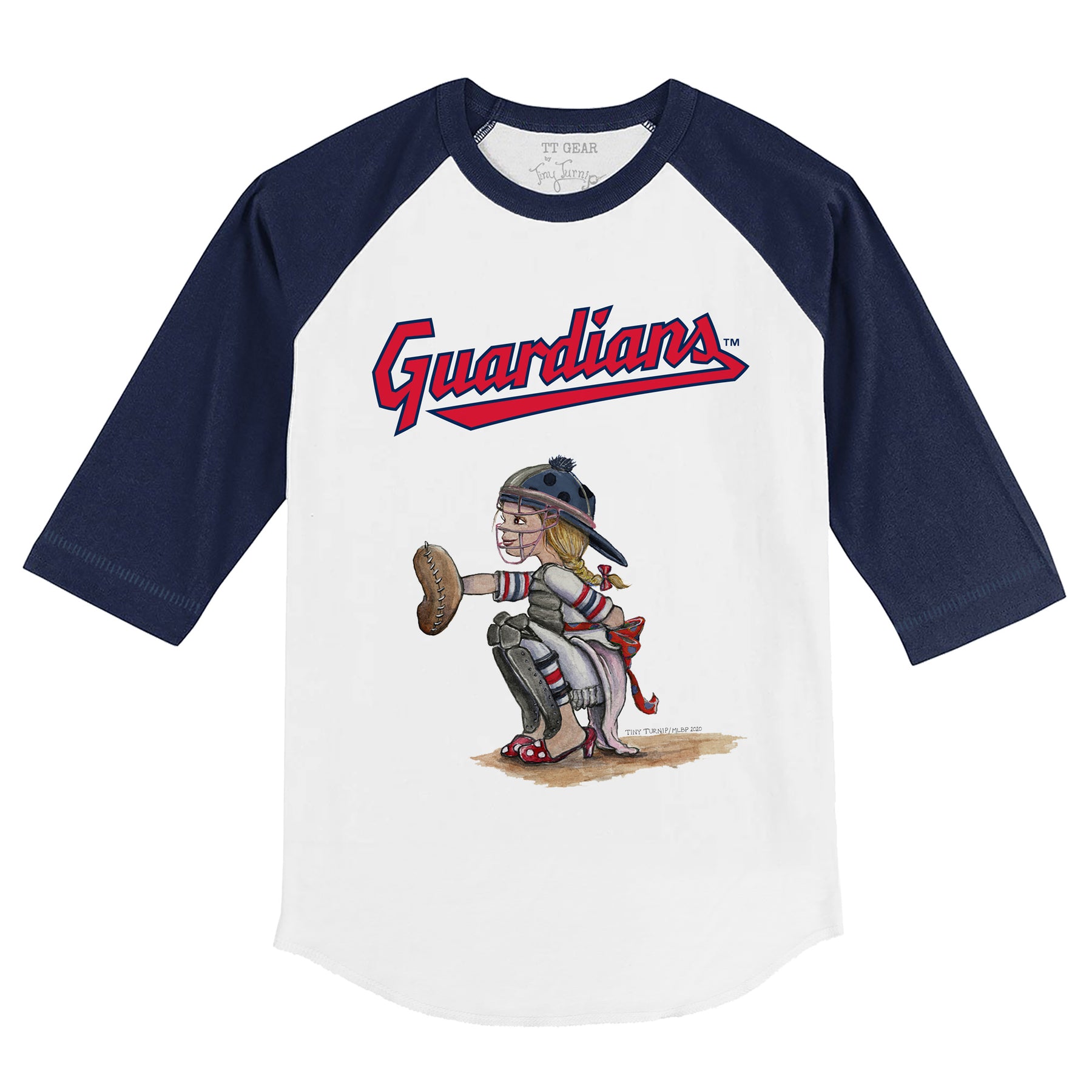 Cleveland Guardians Kate the Catcher 3/4 Navy Blue Sleeve Raglan