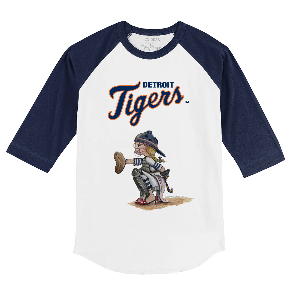 Detroit Tigers Kate the Catcher 3/4 Navy Blue Sleeve Raglan