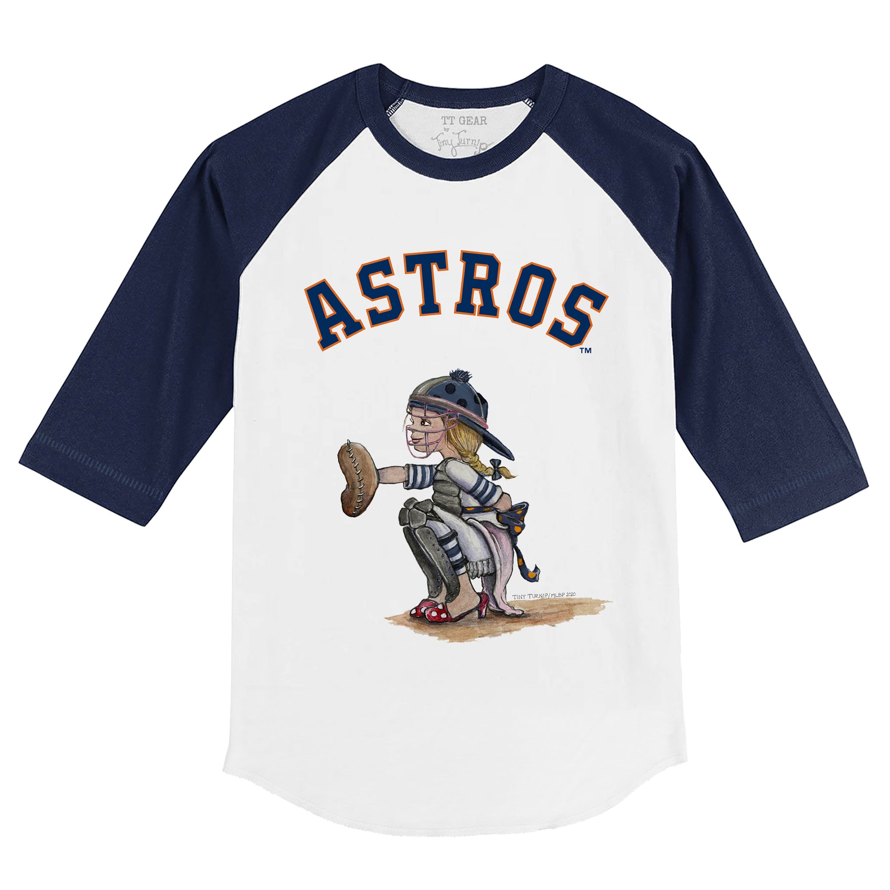 Houston Astros Kate the Catcher 3/4 Navy Blue Sleeve Raglan