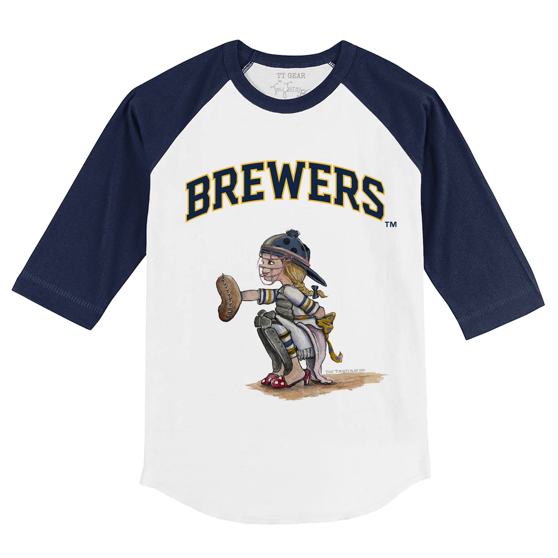 Milwaukee Brewers Kate the Catcher 3/4 Navy Blue Sleeve Raglan