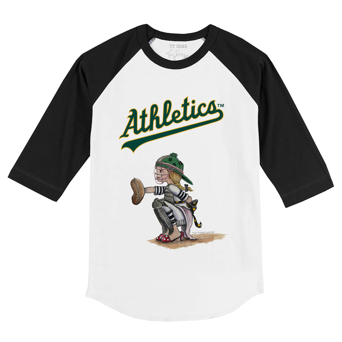 Oakland Athletics Kate the Catcher 3/4 Black Sleeve Raglan