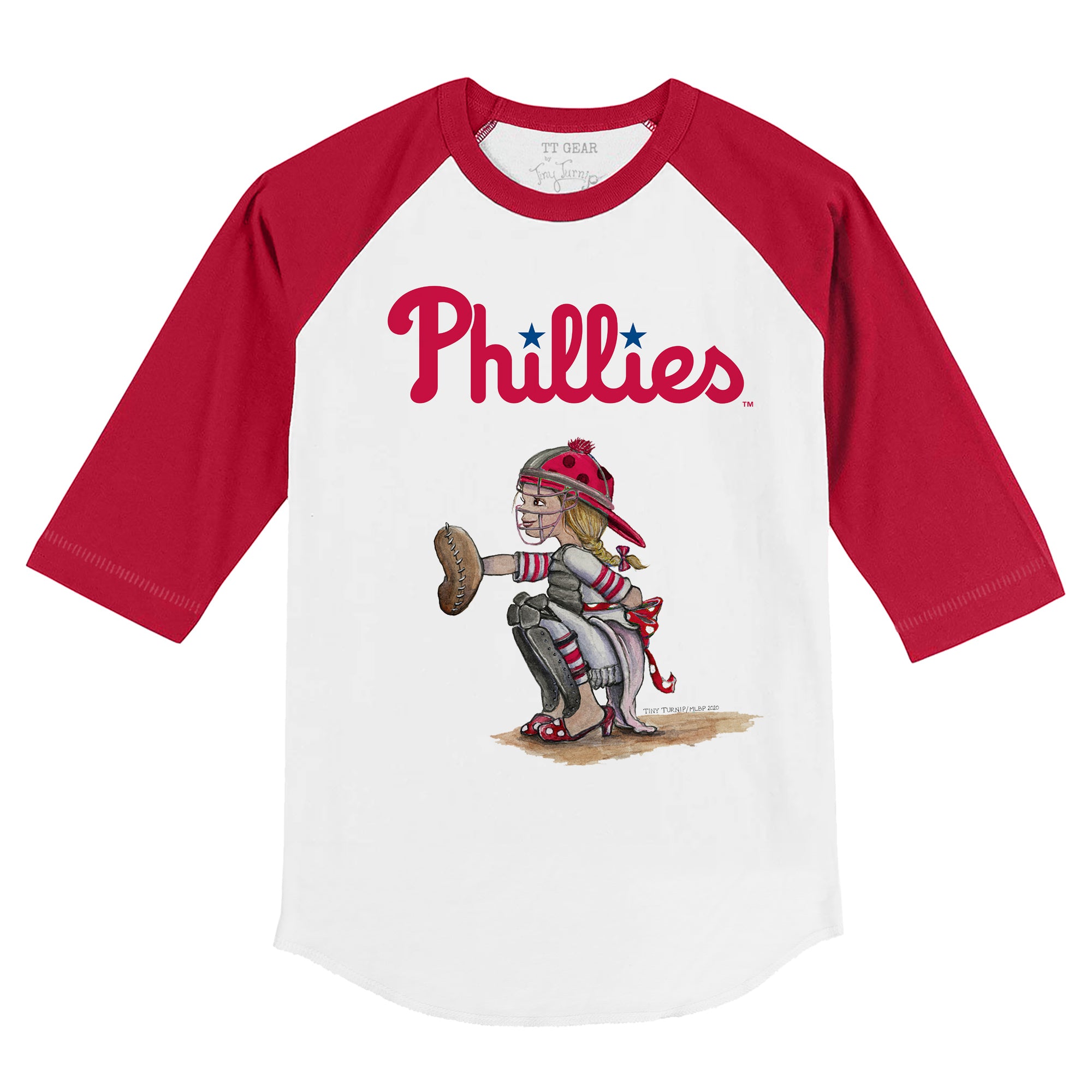 Tiny Turnip Philadelphia Phillies Kate The Catcher Tee Shirt Youth Small (6-8) / White