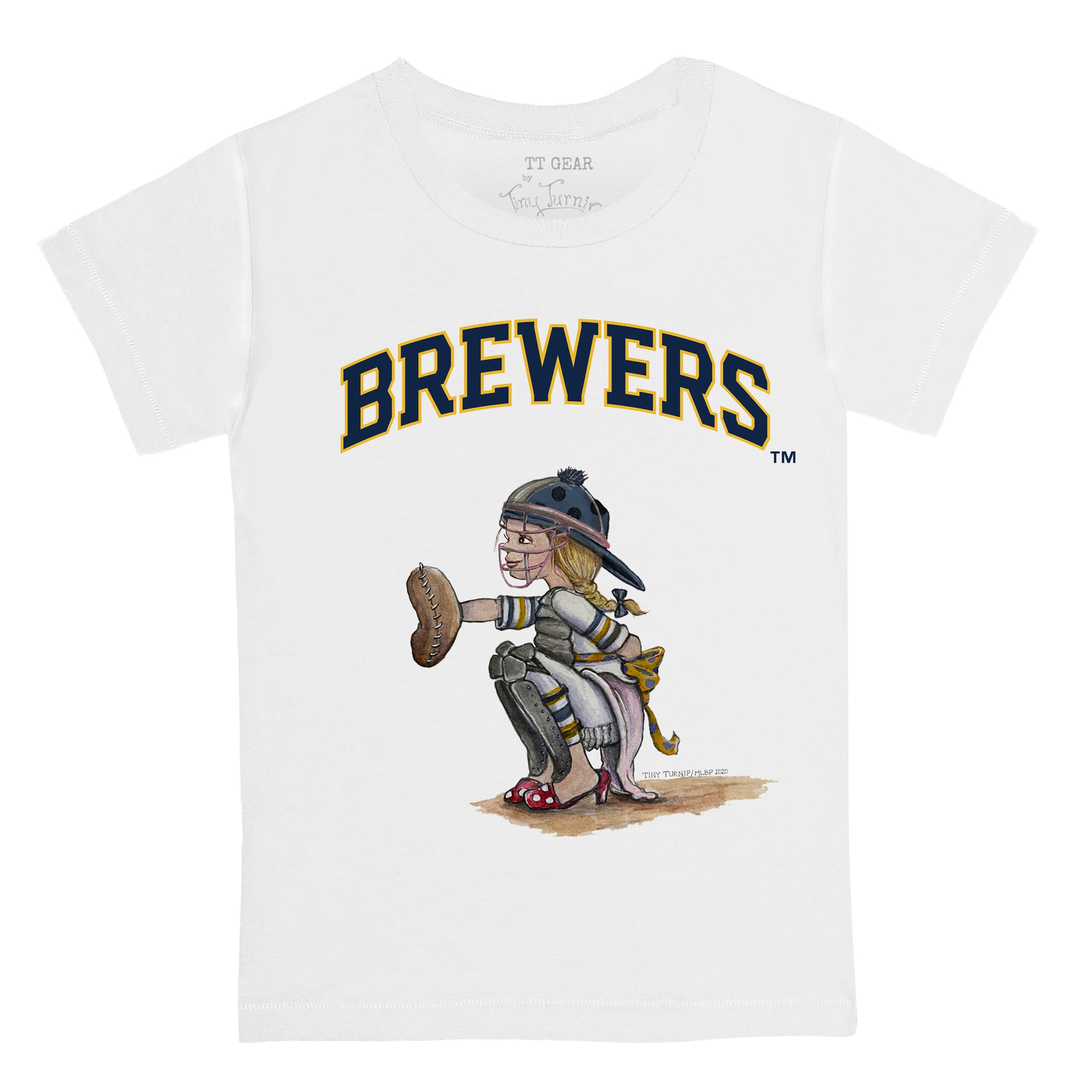 Milwaukee Brewers Tiny Turnip Women's Baseball Love Raglan 3/4-Sleeve T- Shirt - White/Navy