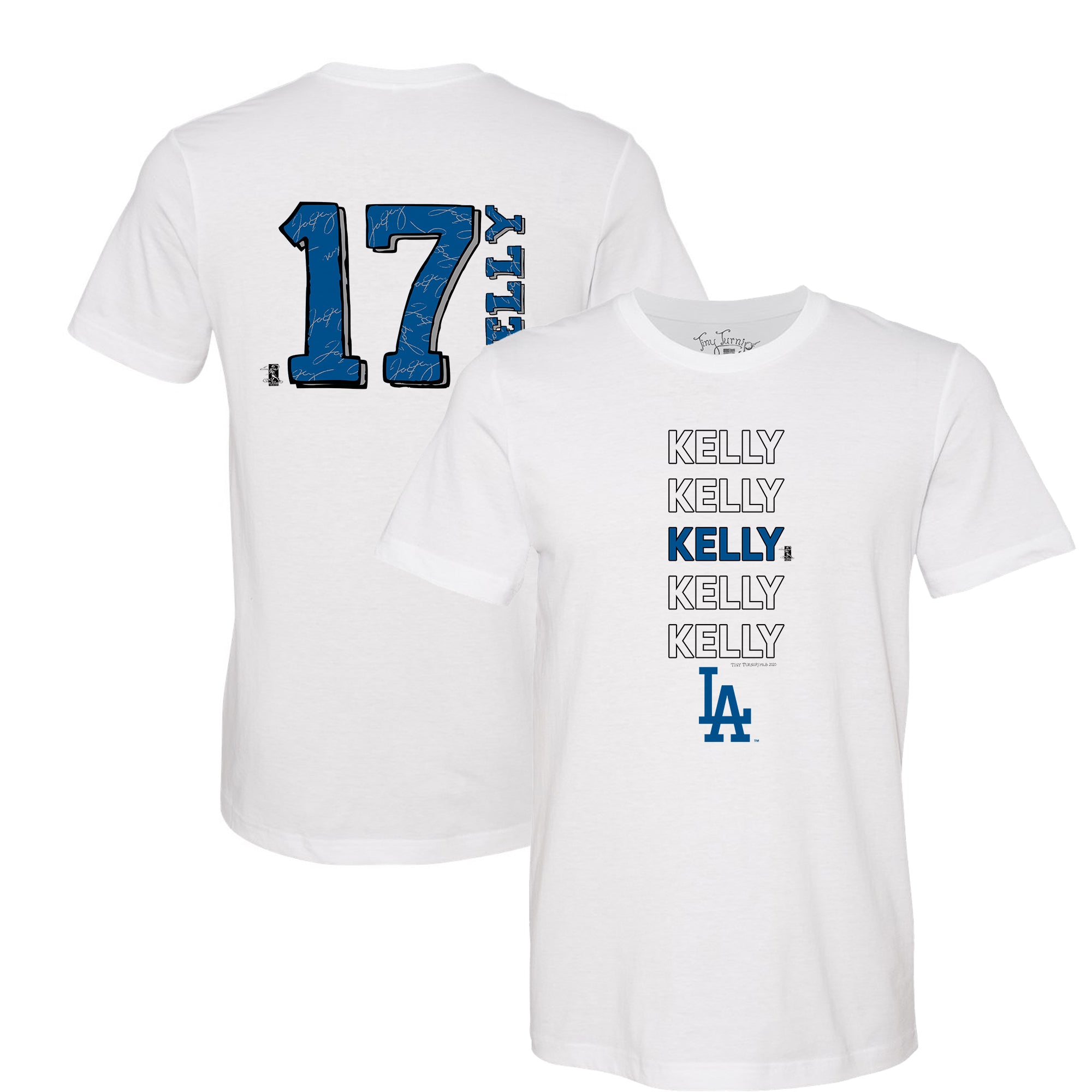 Girls Youth Tiny Turnip White Los Angeles Dodgers Lucky Charm Fringe T-Shirt Size: Extra Large