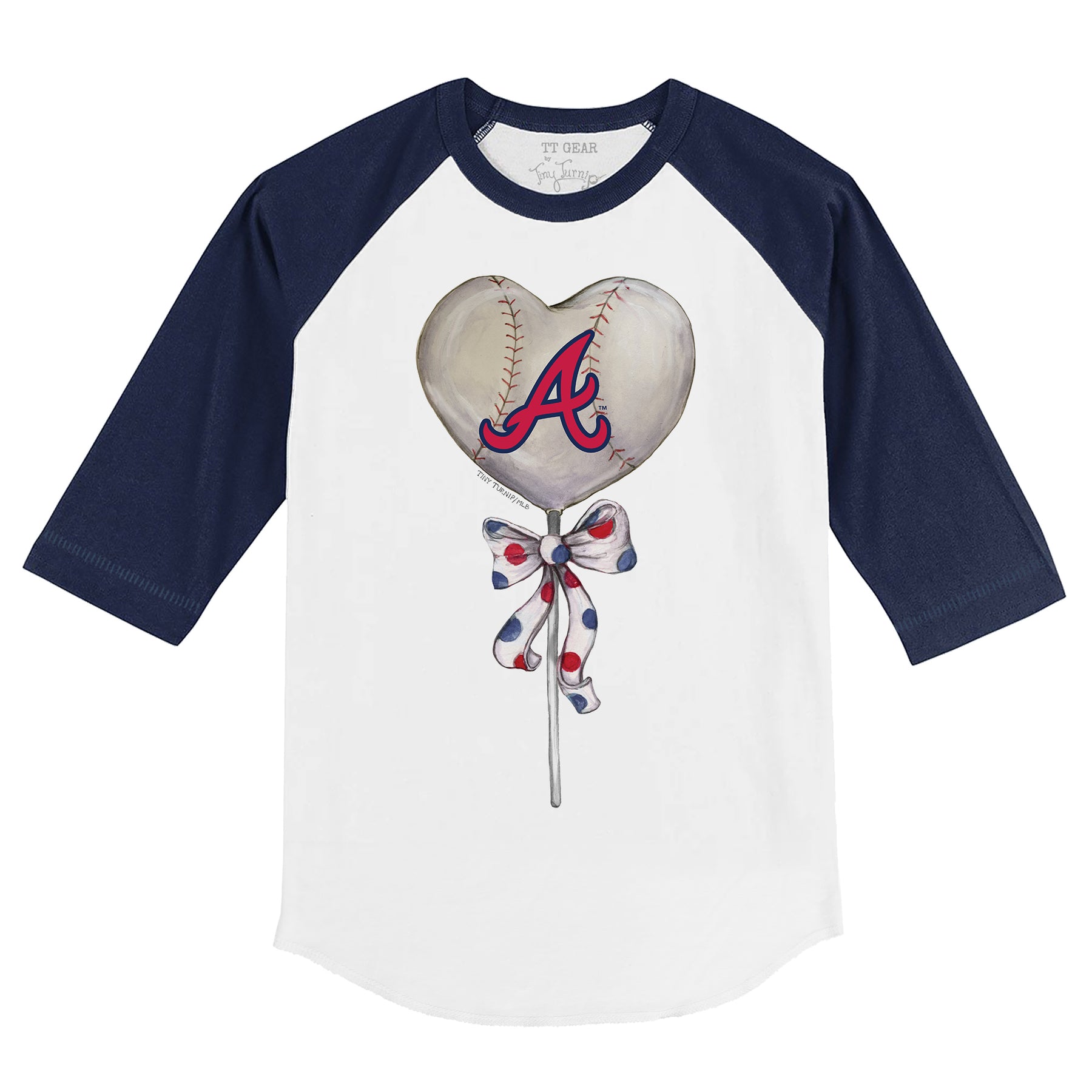 Atlanta Braves Heart Lolly 3/4 Navy Blue Sleeve Raglan