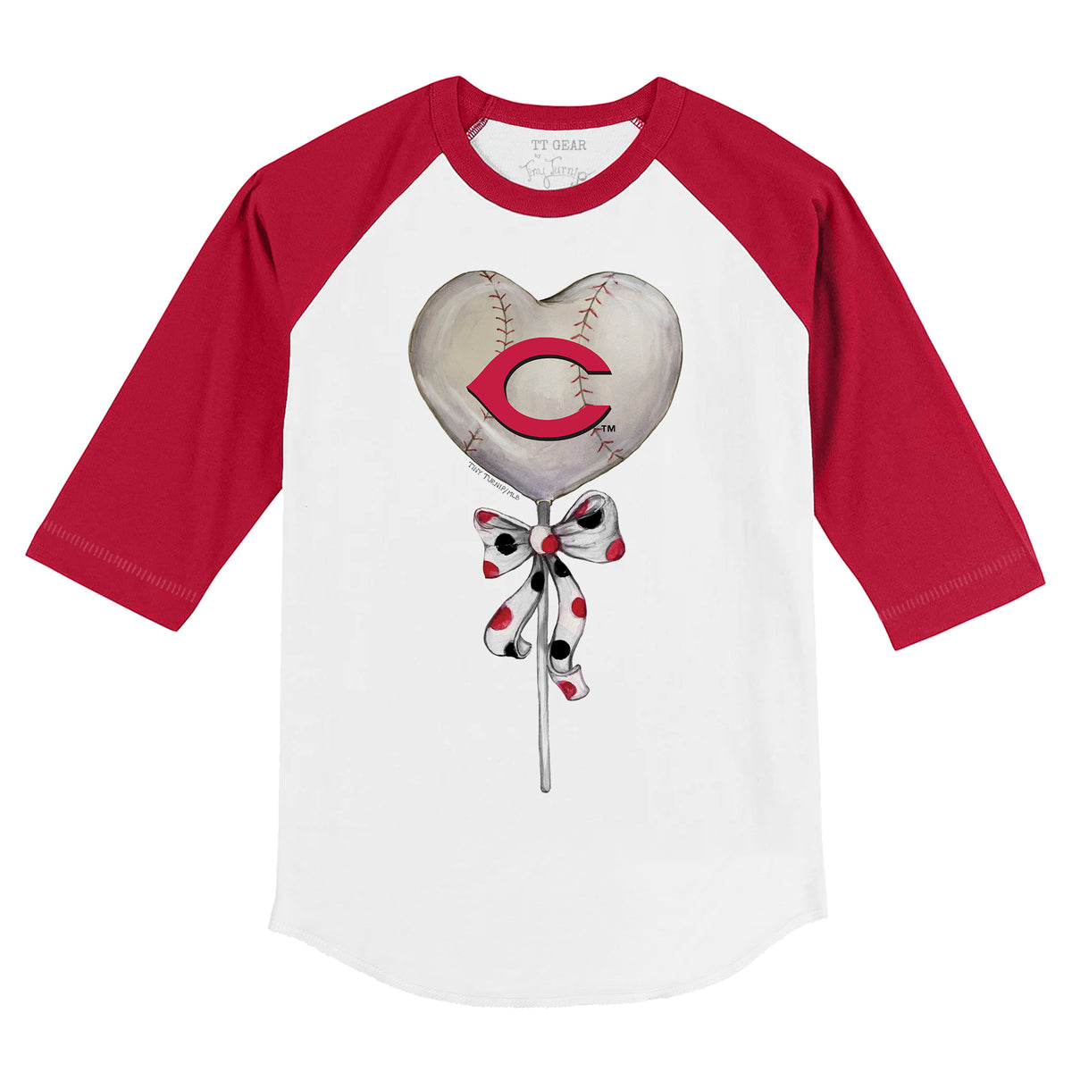 Cincinnati Reds Heart Lolly 3/4 Red Sleeve Raglan