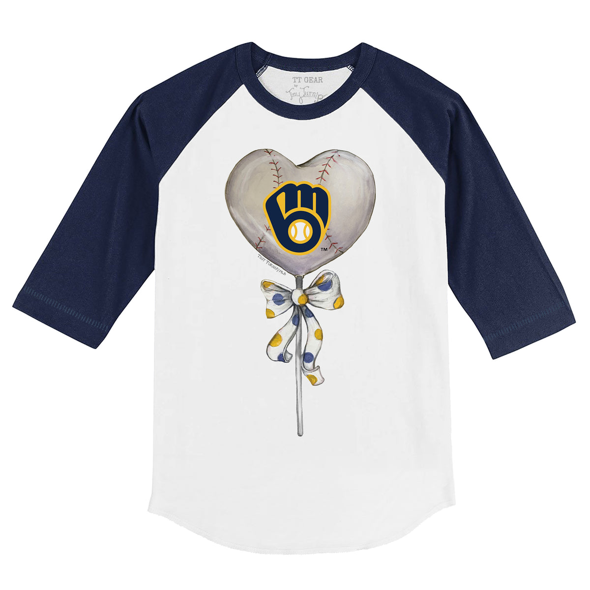 Milwaukee Brewers Heart Lolly 3/4 Navy Blue Sleeve Raglan