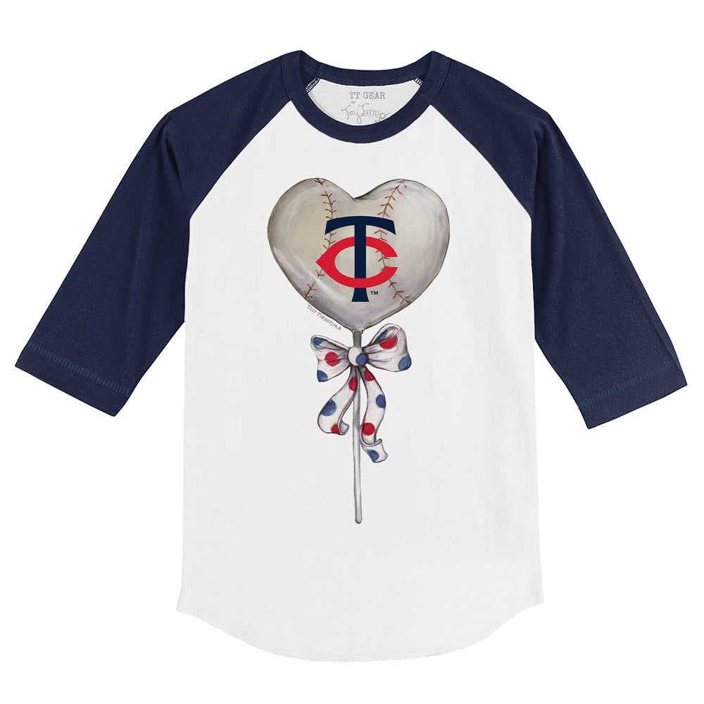 Minnesota Twins Heart Lolly 3/4 Navy Blue Sleeve Raglan