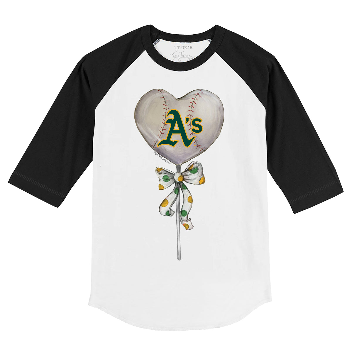 Oakland Athletics Heart Lolly 3/4 Black Sleeve Raglan