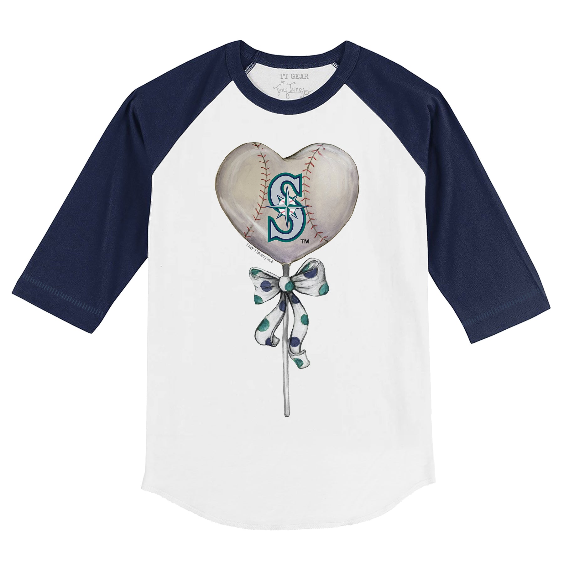 Seattle Mariners Heart Lolly 3/4 Navy Blue Sleeve Raglan