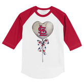 St. Louis Cardinals Heart Lolly 3/4 Red Sleeve Raglan