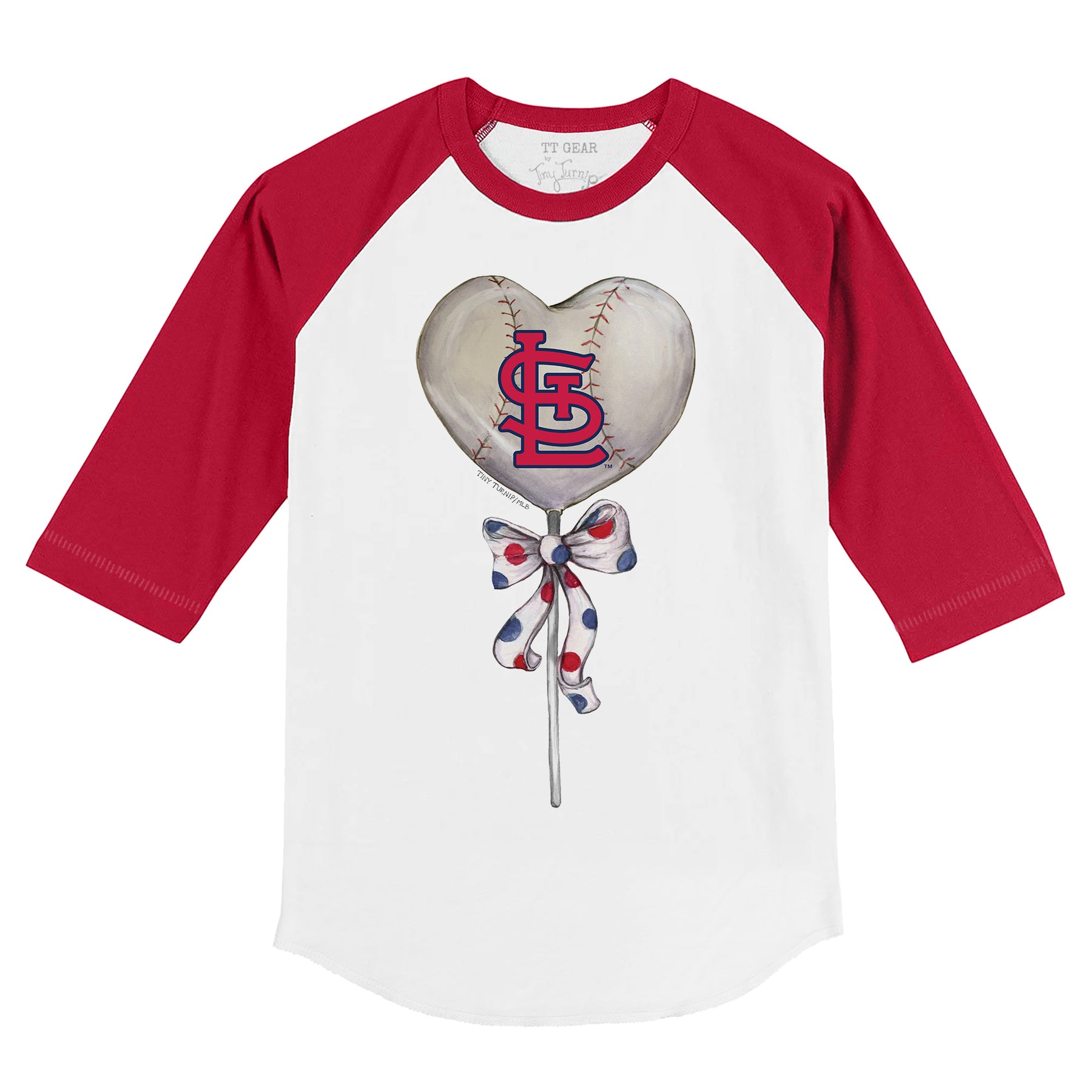 St. Louis Cardinals Heart Lolly 3/4 Red Sleeve Raglan