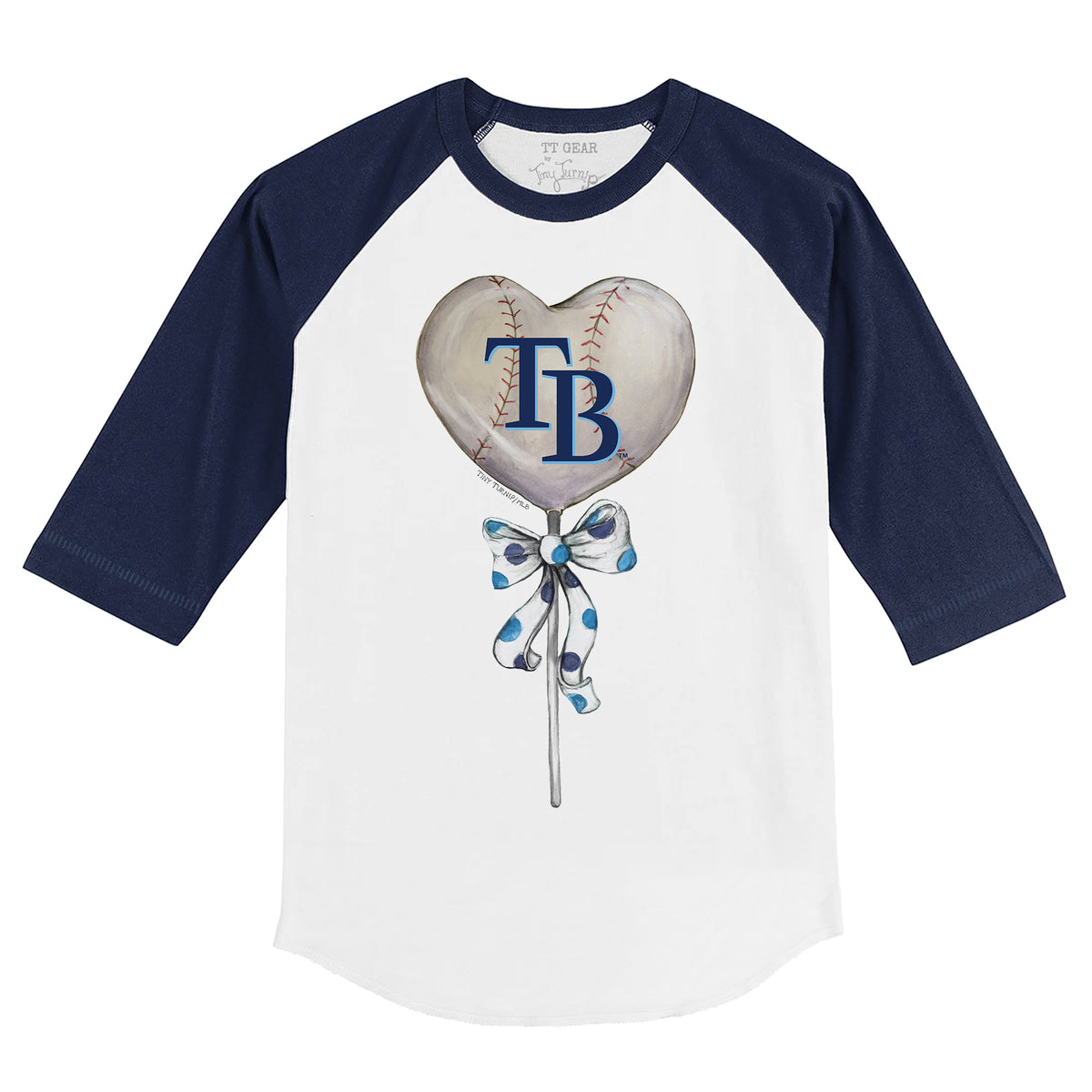 Tampa Bay Rays Heart Lolly 3/4 Navy Blue Sleeve Raglan