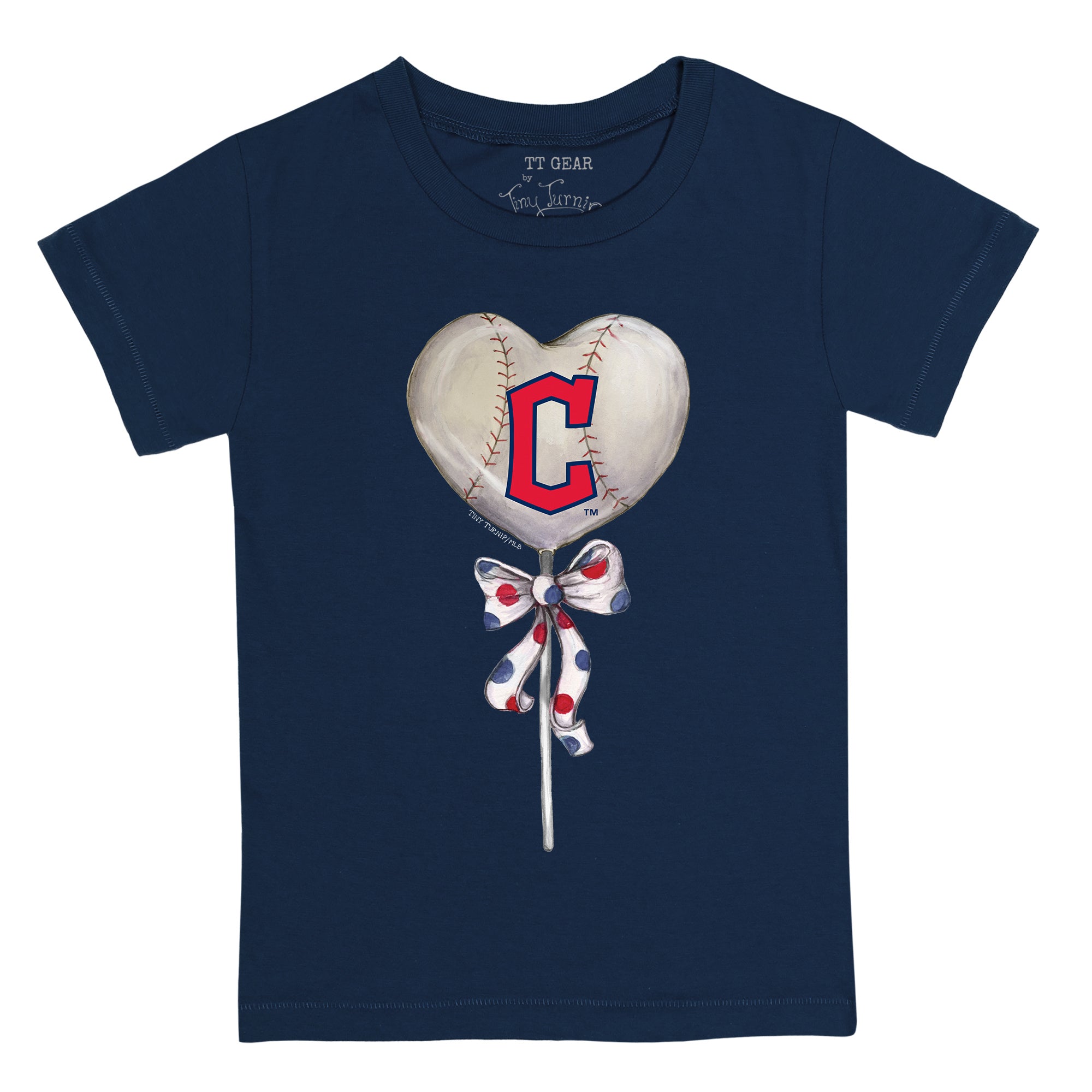 Youth Tiny Turnip White Cleveland Guardians Heart Lolly T-Shirt