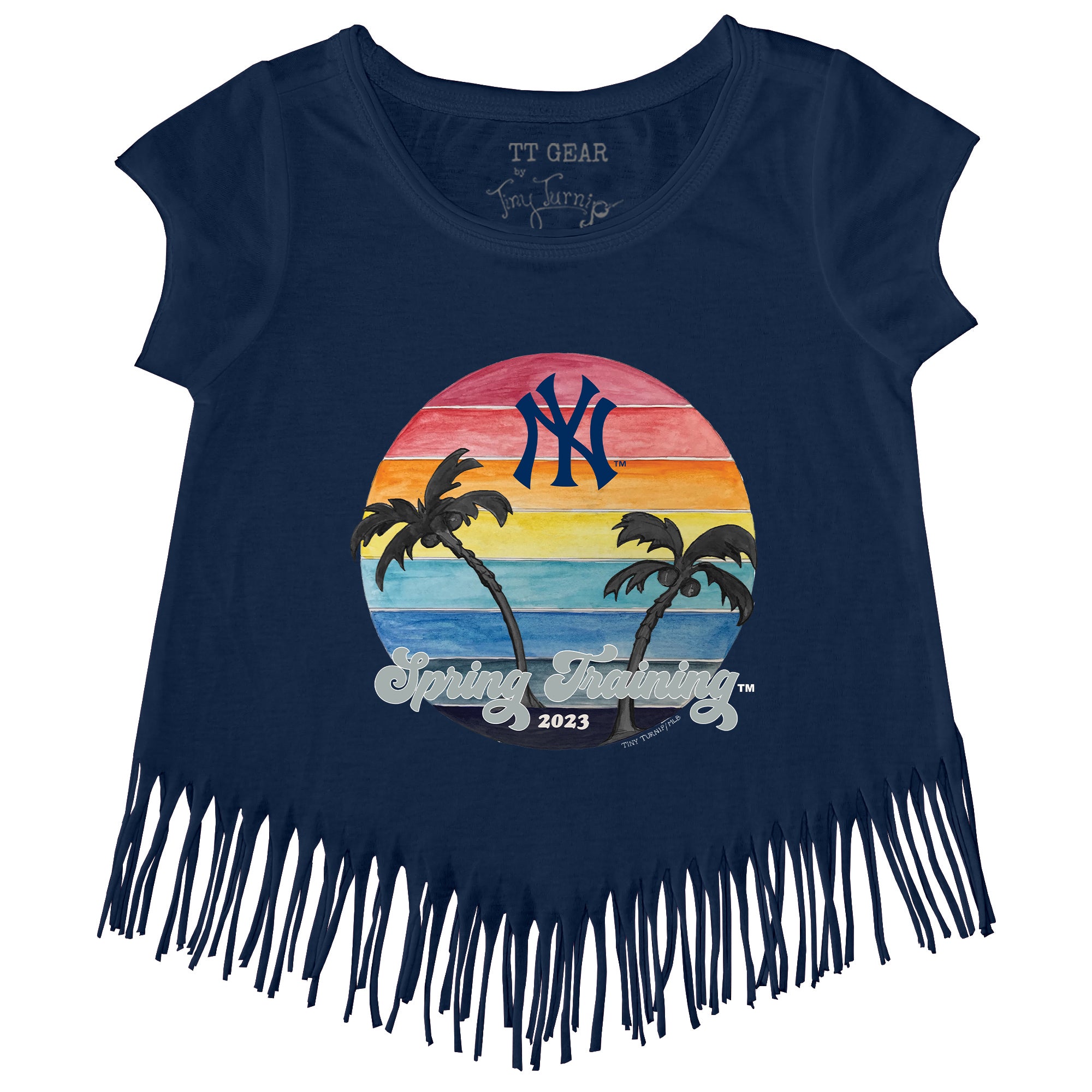 Women's Tiny Turnip Navy New York Yankees 2023 Spring Training T-Shirt Size: Small