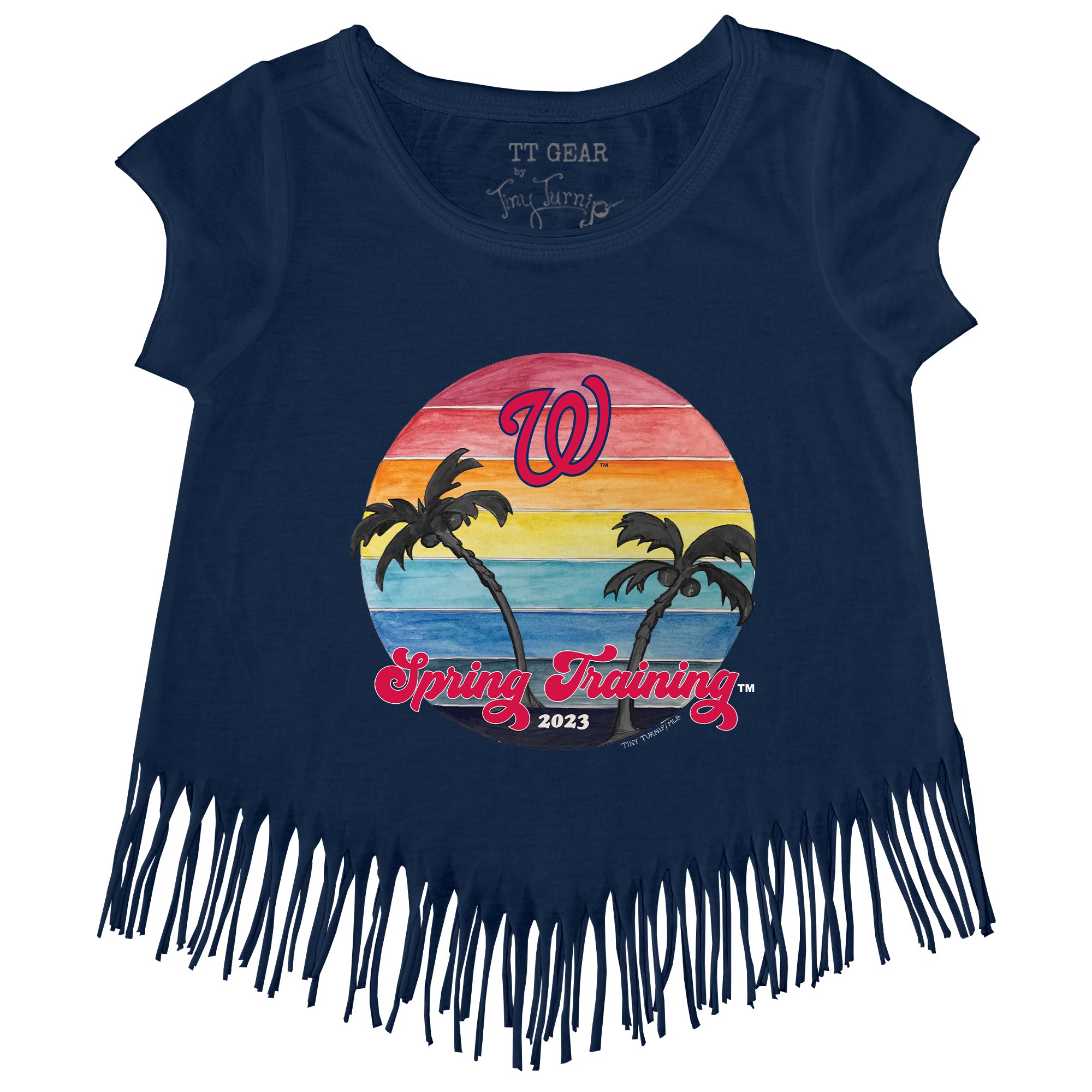 Houston Astros Tiny Turnip Girls Toddler 2023 Spring Training Fringe T-Shirt  - Navy